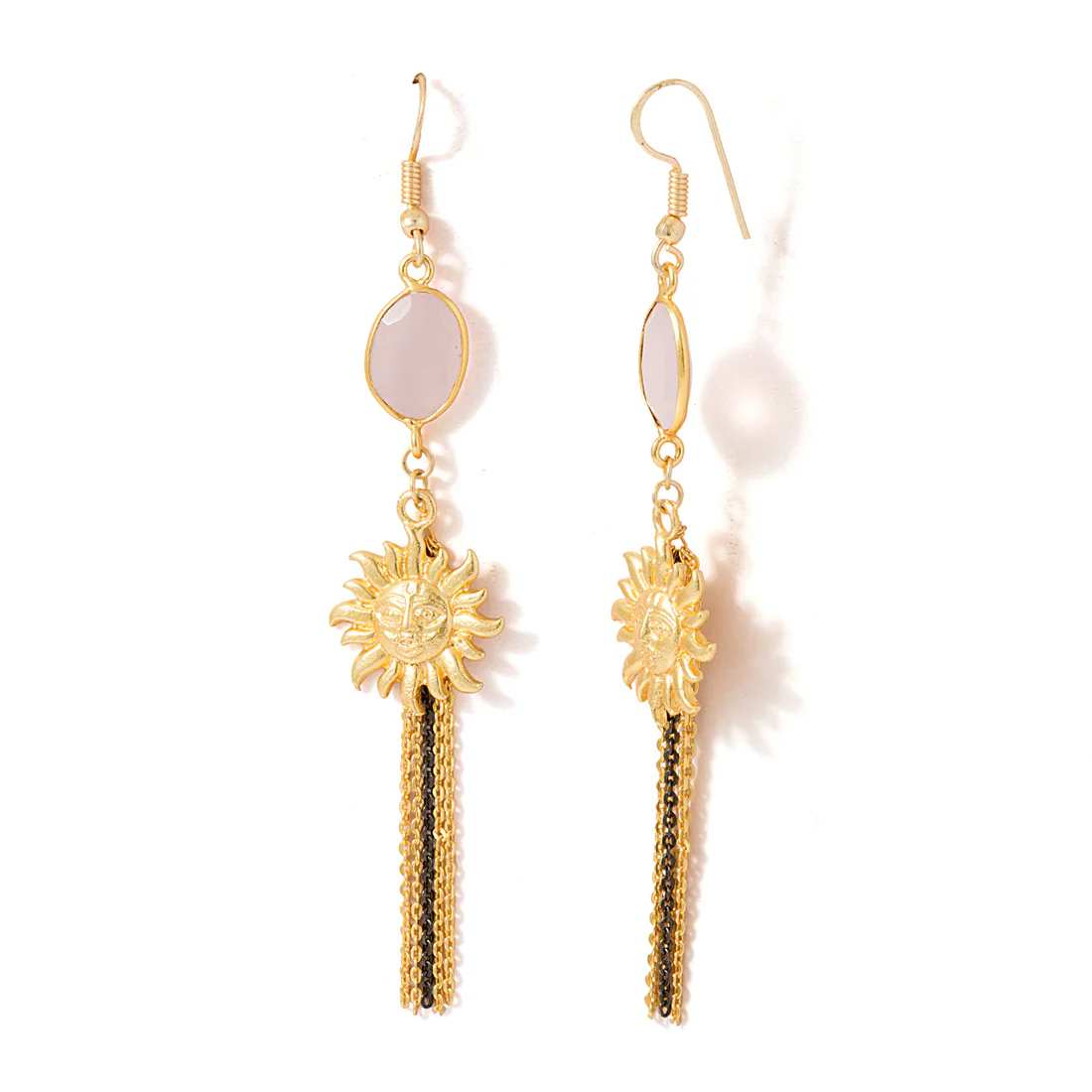 Temple Inspired Earrings With Faux Stone Embellishment - Image 4