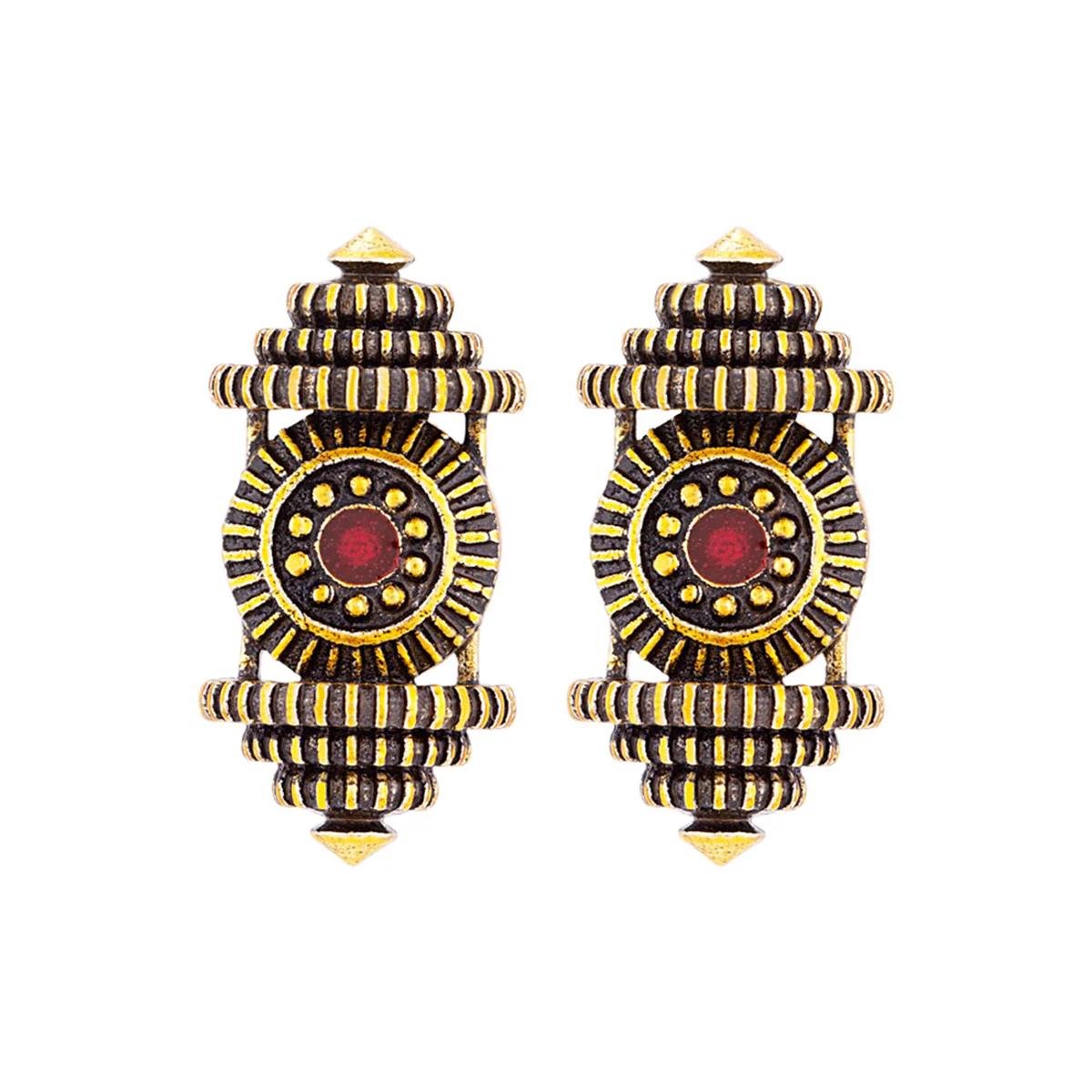 Temple of Love Antique Motifs Stud Earrings - Image 3
