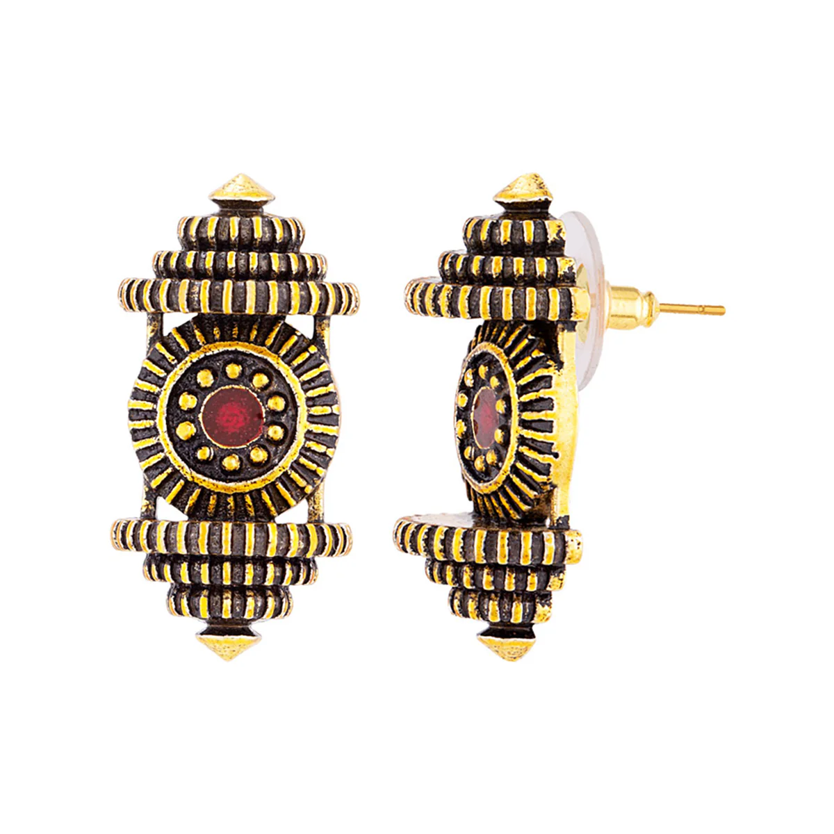 Temple of Love Antique Motifs Stud Earrings - Image 4