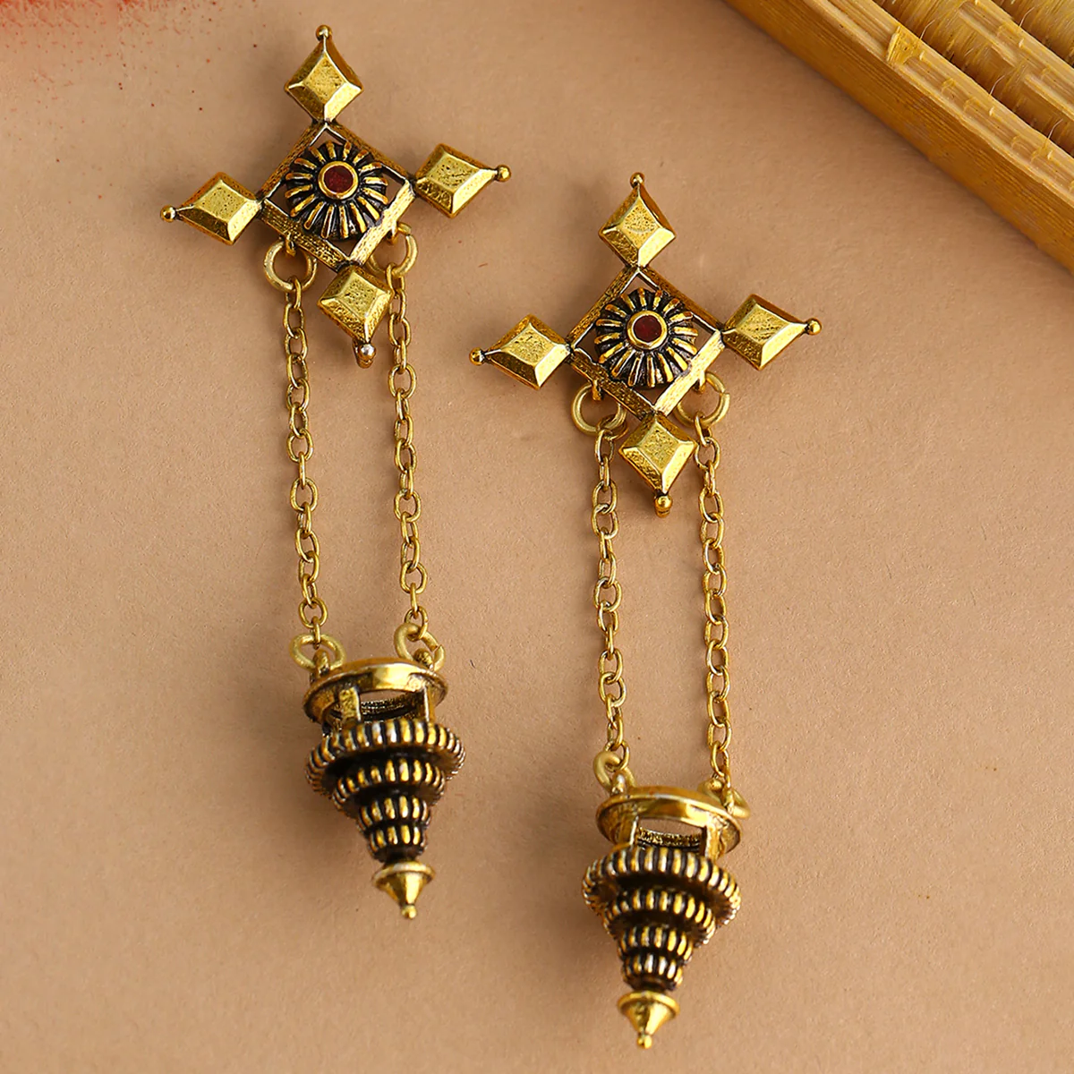 Temple of Love Classic Light Lamp Motif Earrings