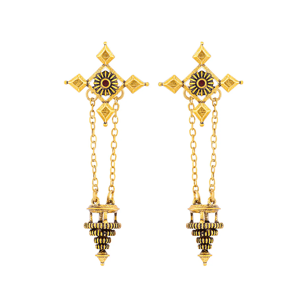 Temple of Love Classic Light Lamp Motif Earrings - Image 3