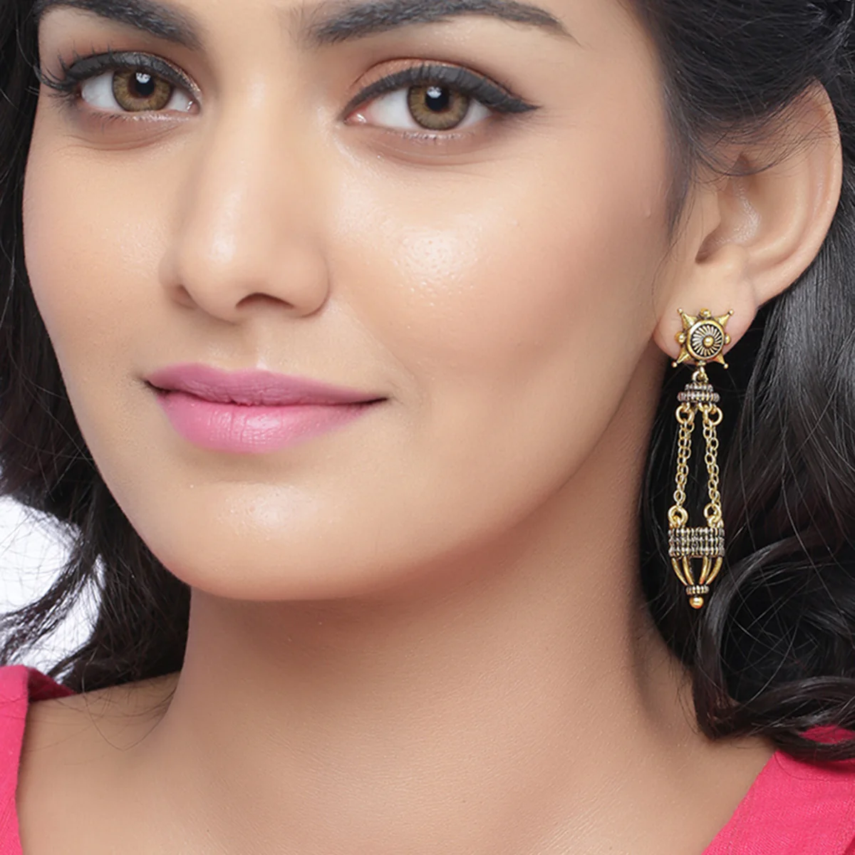 Temple of Love Lamps Motif Drop Earrings - Image 2
