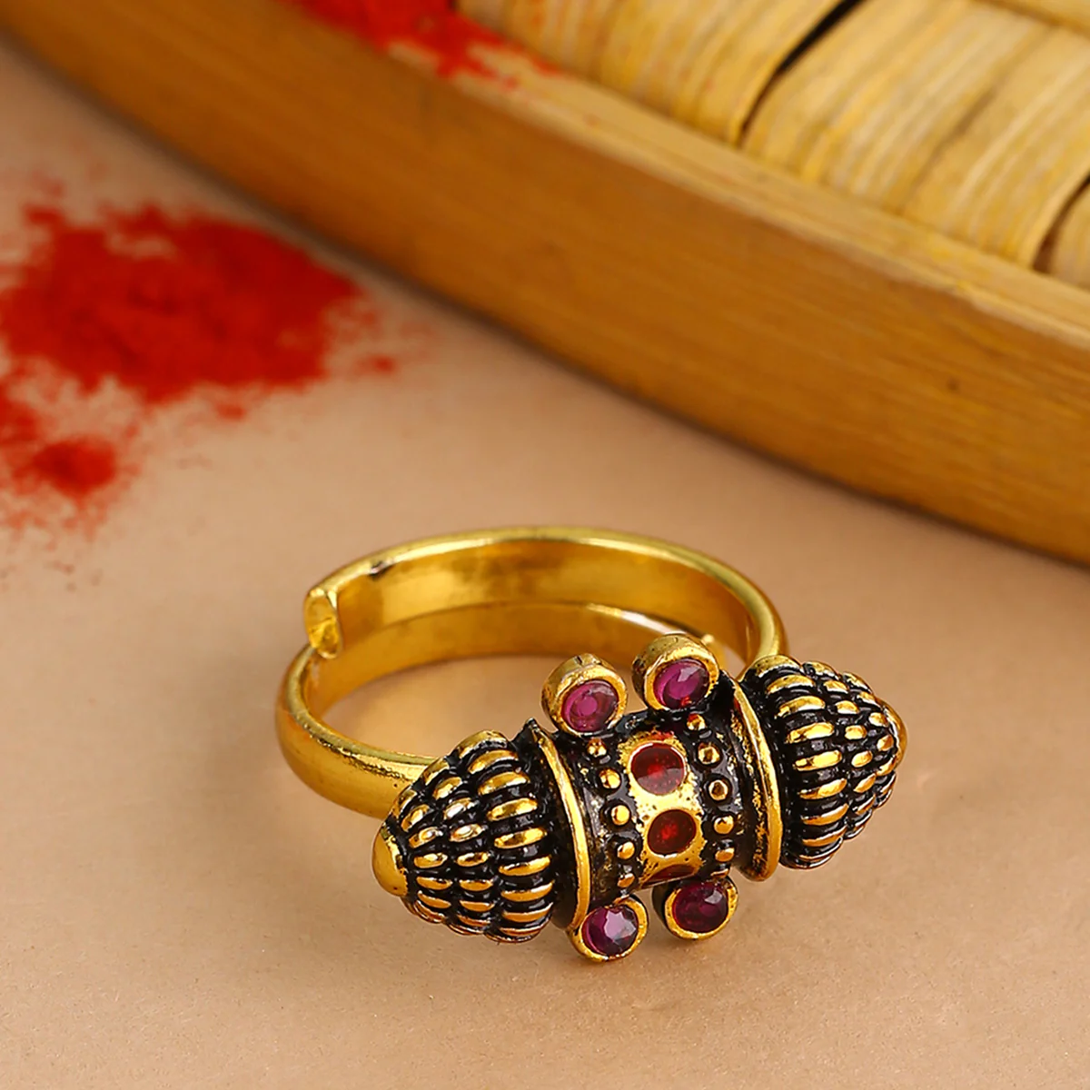 Temple of Love Lightly Embellished Statement Ring