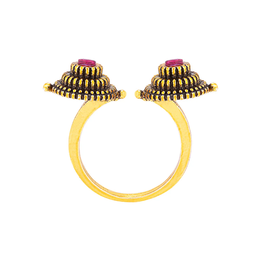Temple of Love Open Style Antique Motif Ring - Image 4