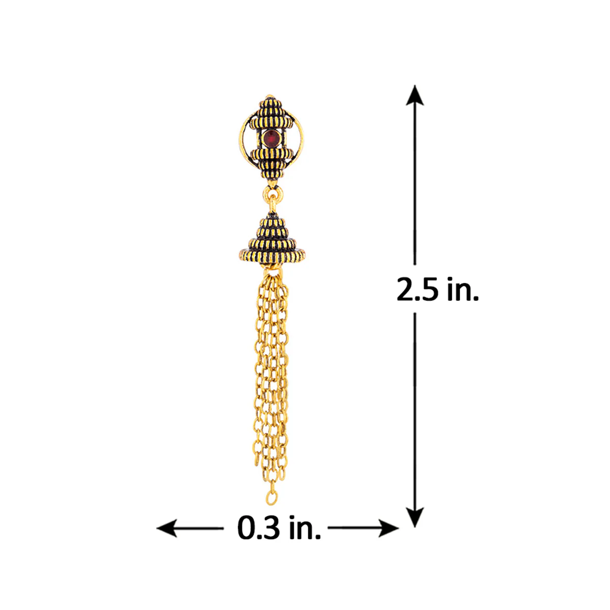 Temple of Love Tassels Drop Brass Earrings - Image 5
