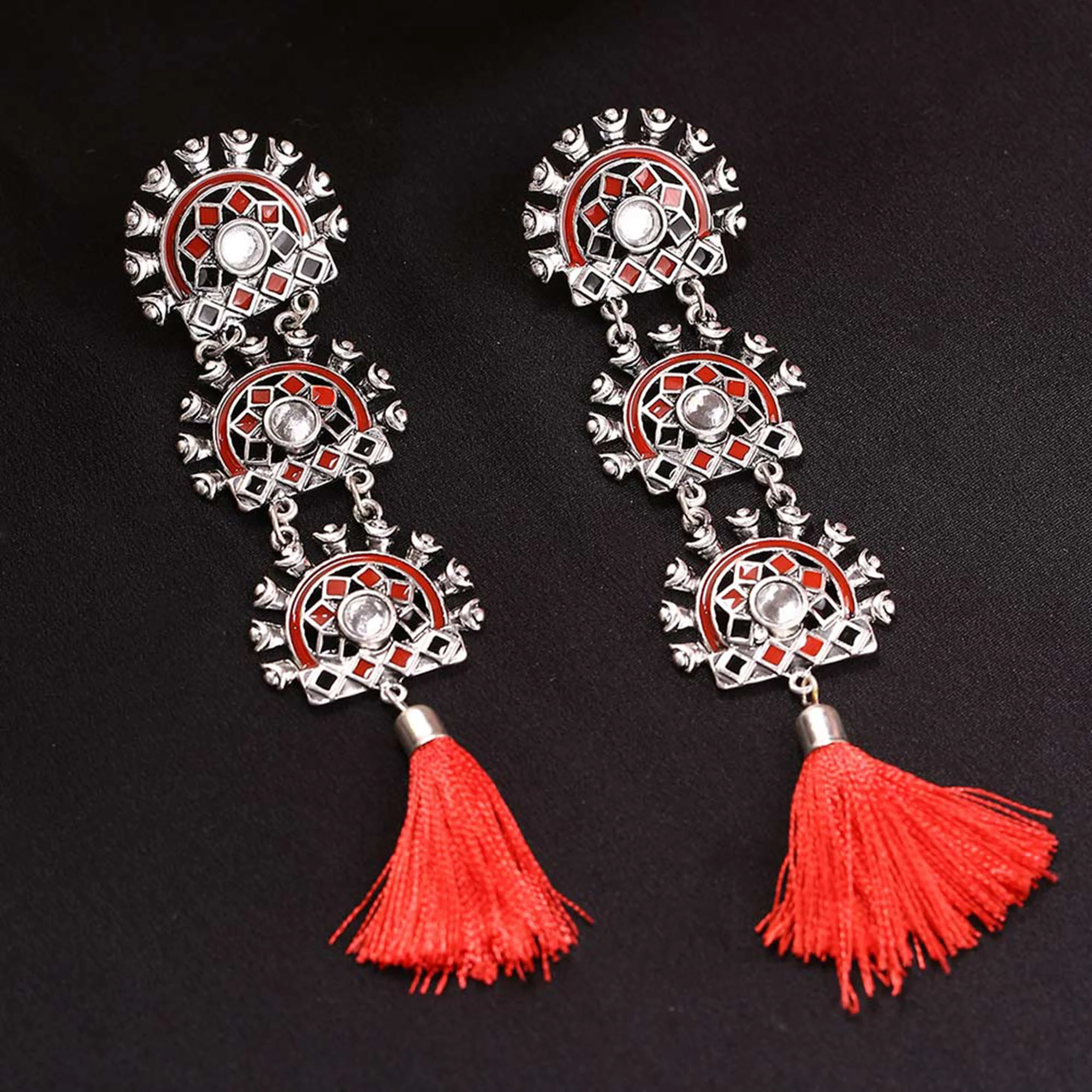 Theyyam Layered Zinc Alloy Earrings