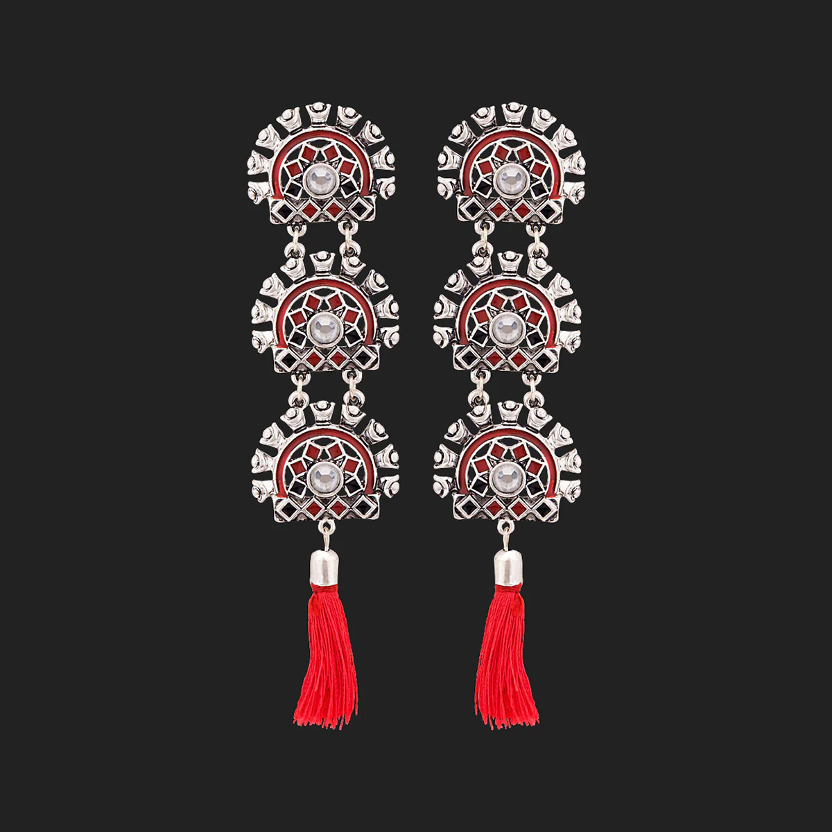 Theyyam Layered Zinc Alloy Earrings - Image 3