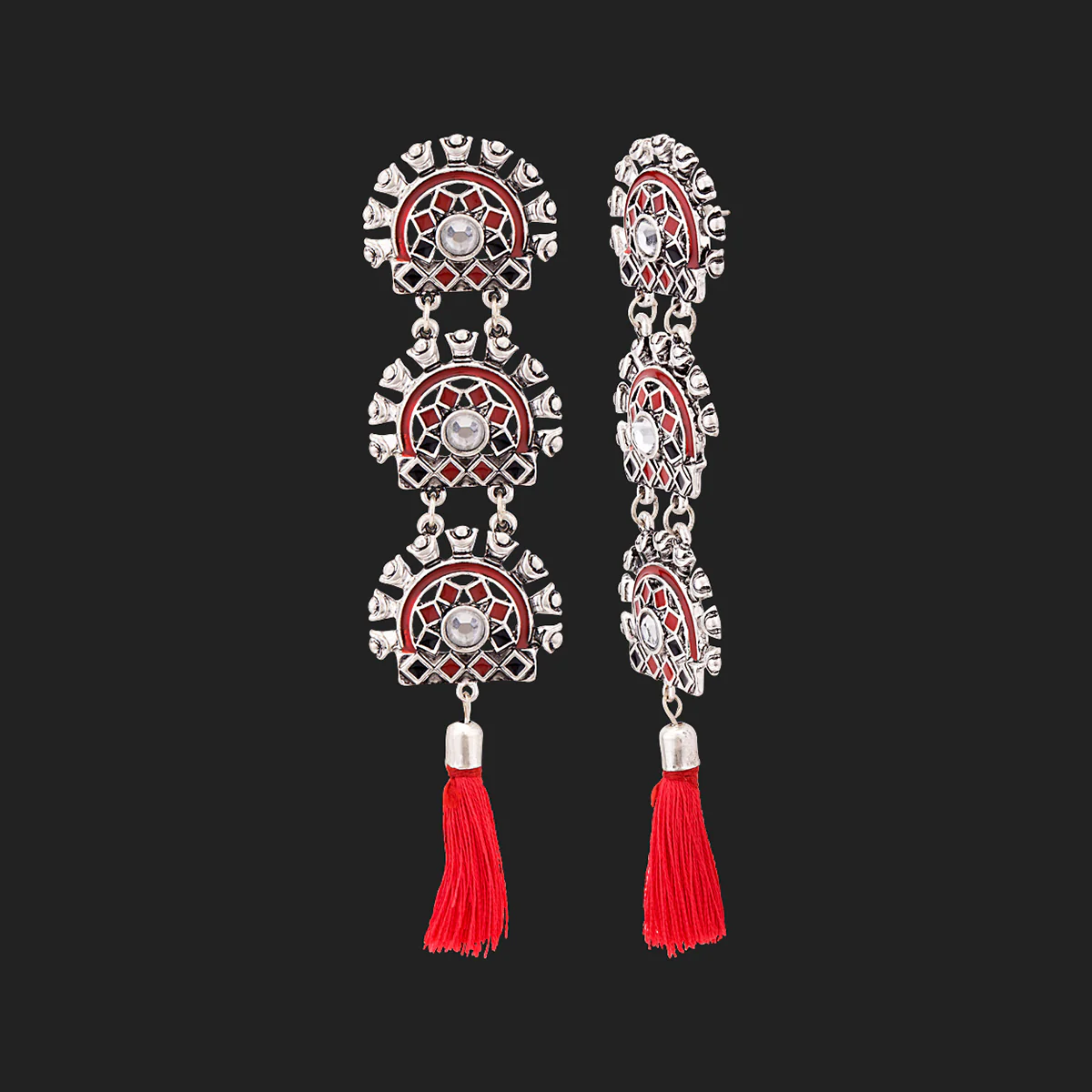 Theyyam Layered Zinc Alloy Earrings - Image 4