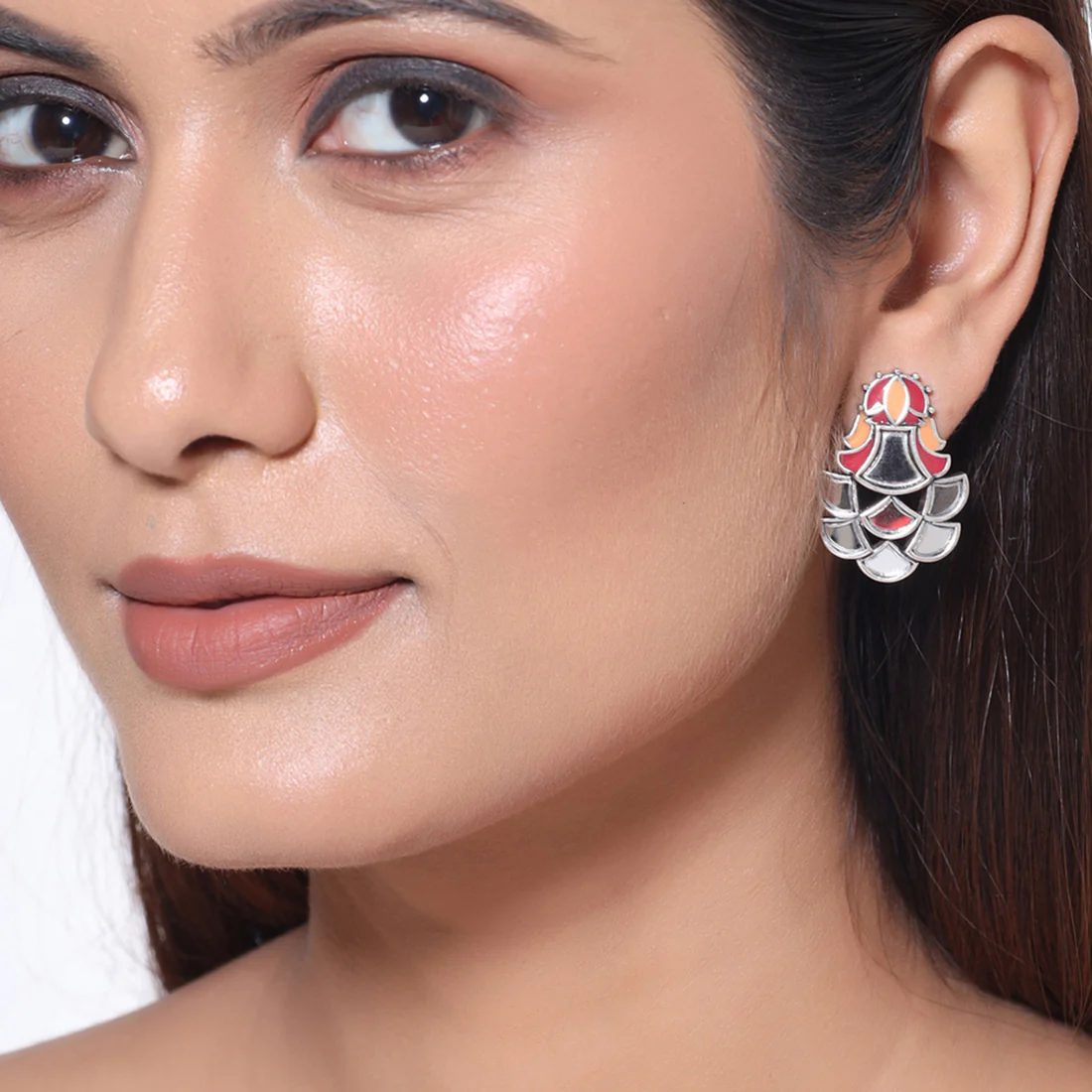 Thikri Casual Mirror Details Earrings - Image 2