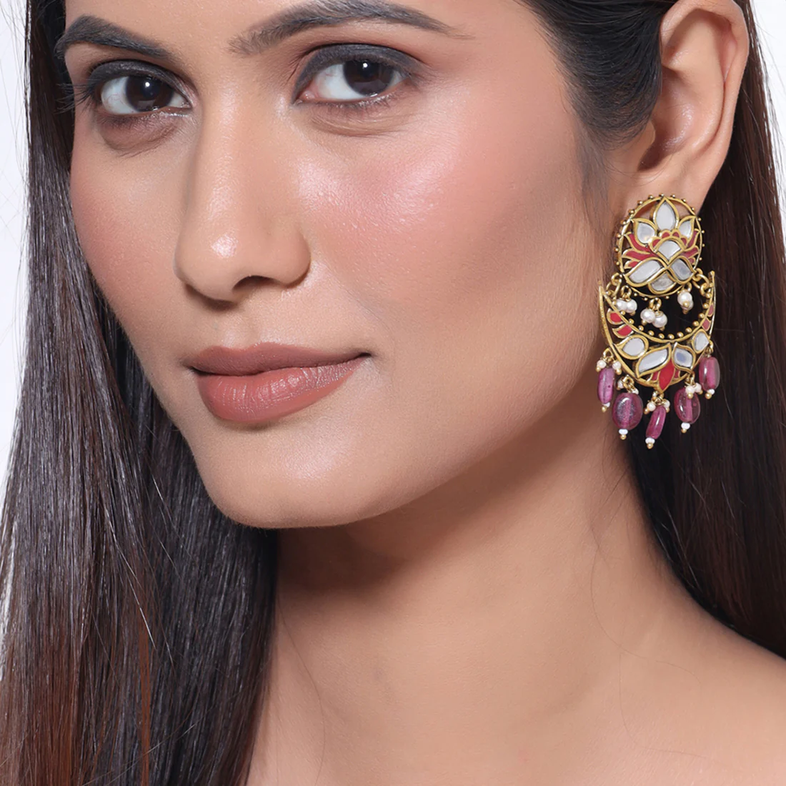 Thikri crescent Mirror Embellishments Earrings - Image 2