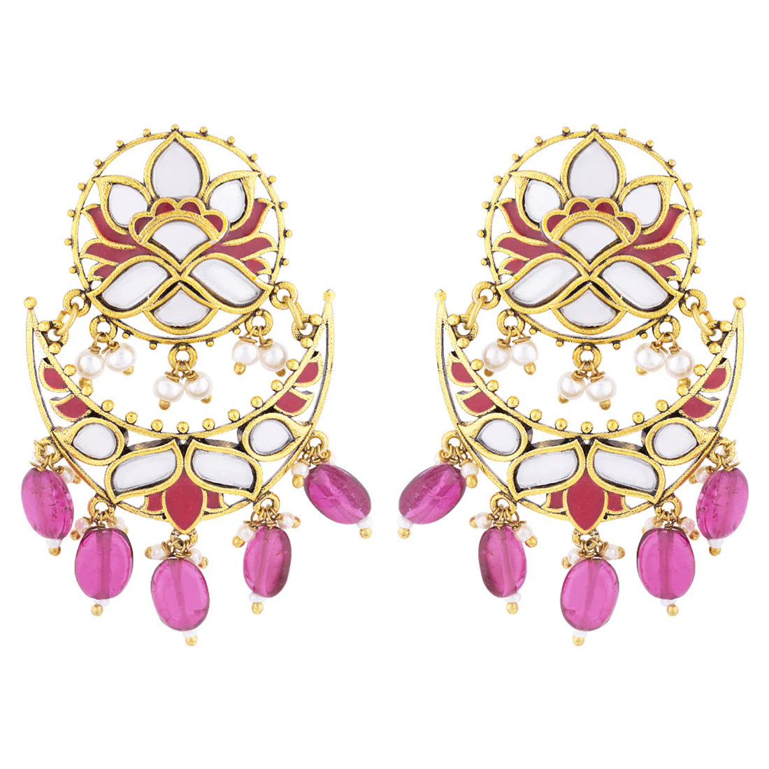 Thikri crescent Mirror Embellishments Earrings - Image 3