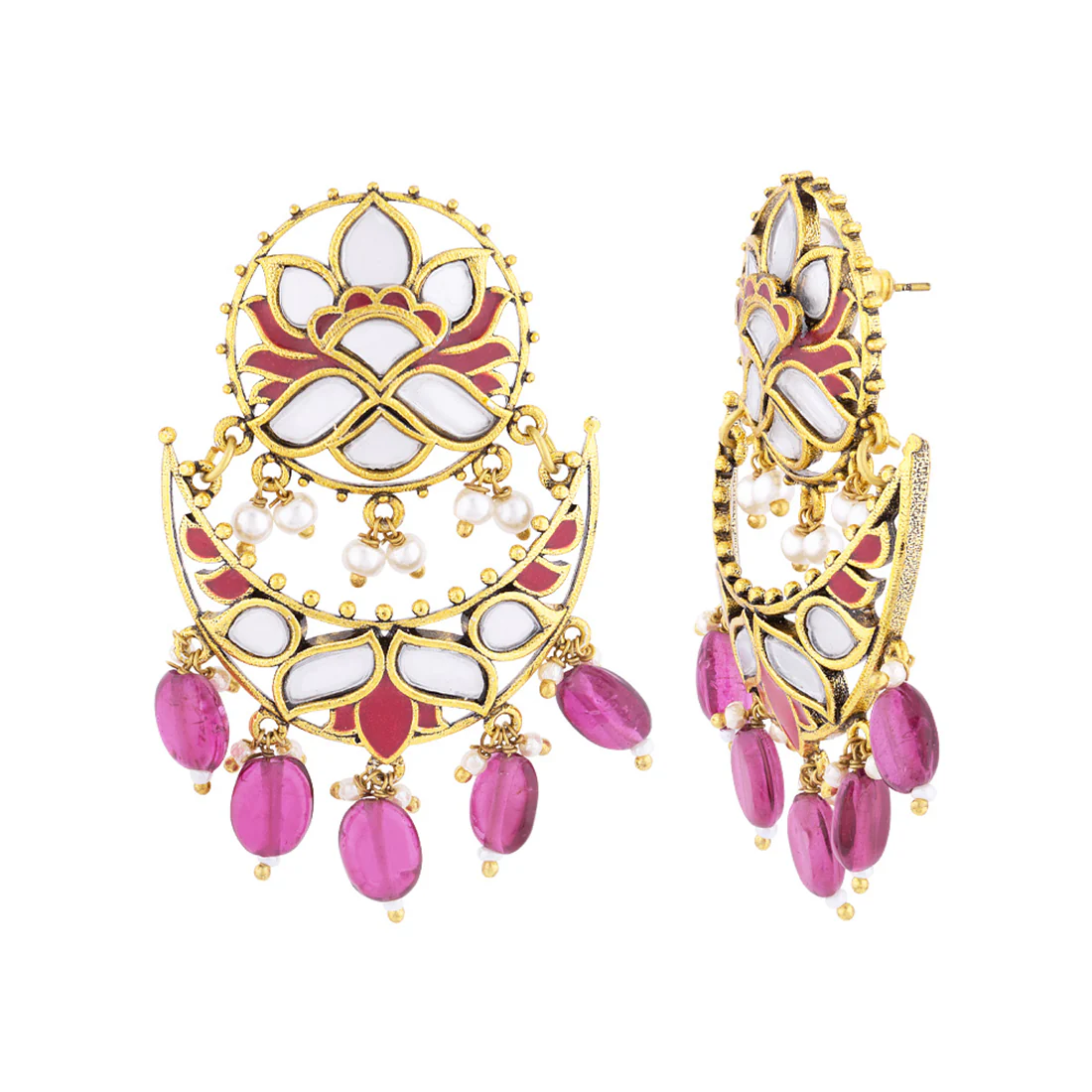 Thikri crescent Mirror Embellishments Earrings - Image 4
