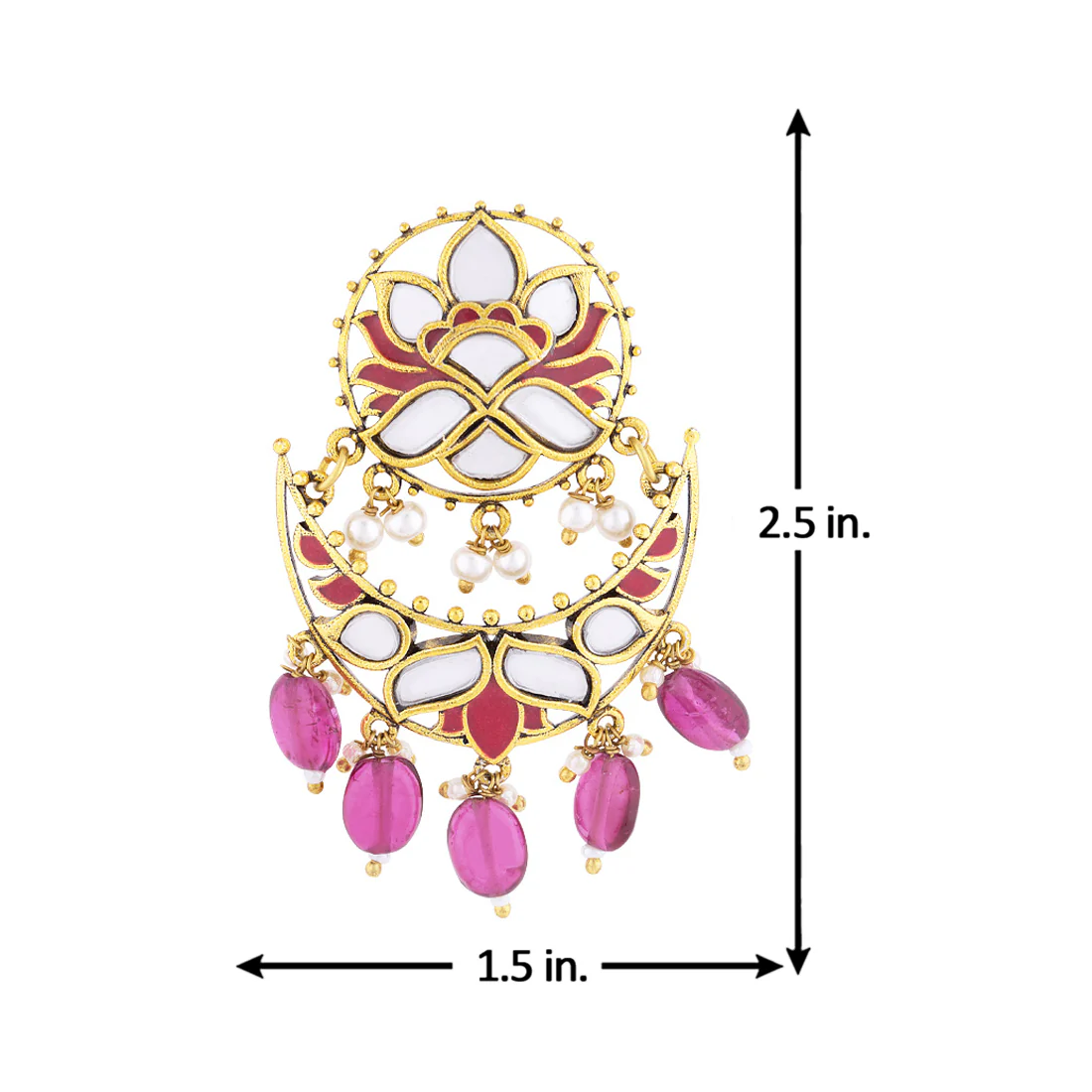 Thikri crescent Mirror Embellishments Earrings - Image 5