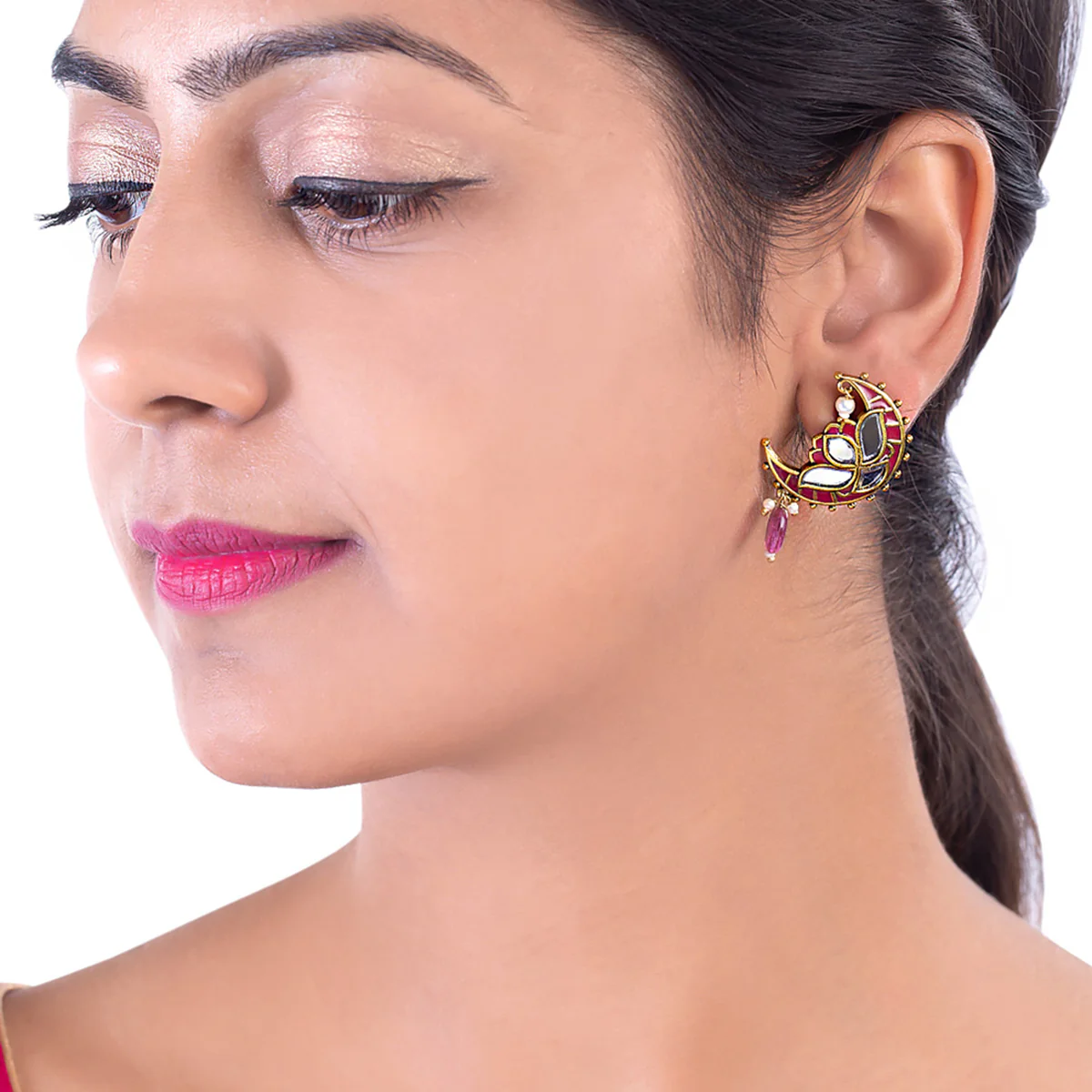 Thikri Crescent Motif Earrings - Image 2