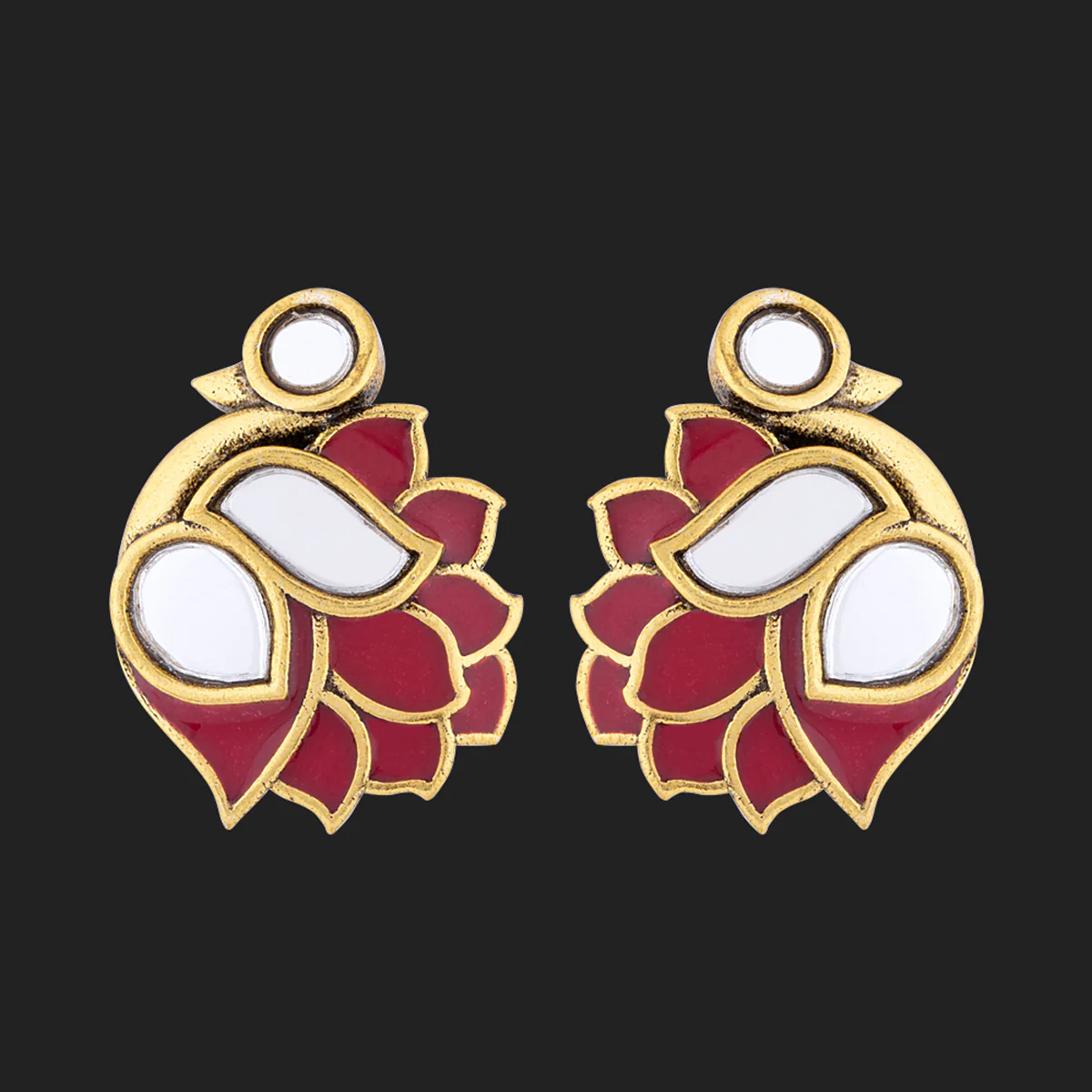 Thikri Enameled Bird Motif Earrings - Image 3