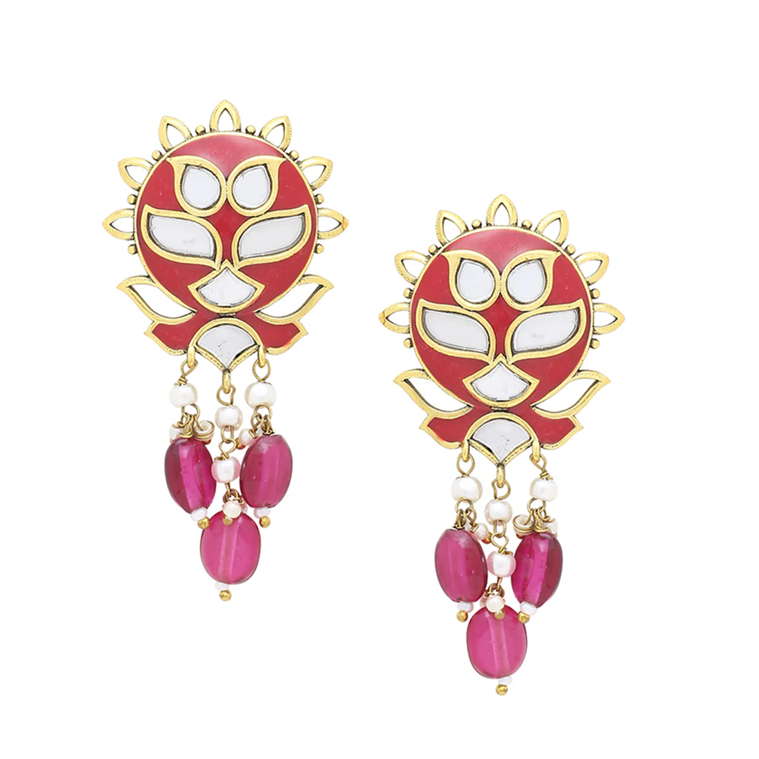 Thikri Faux Pearls Adorned Drop Earrings - Image 3