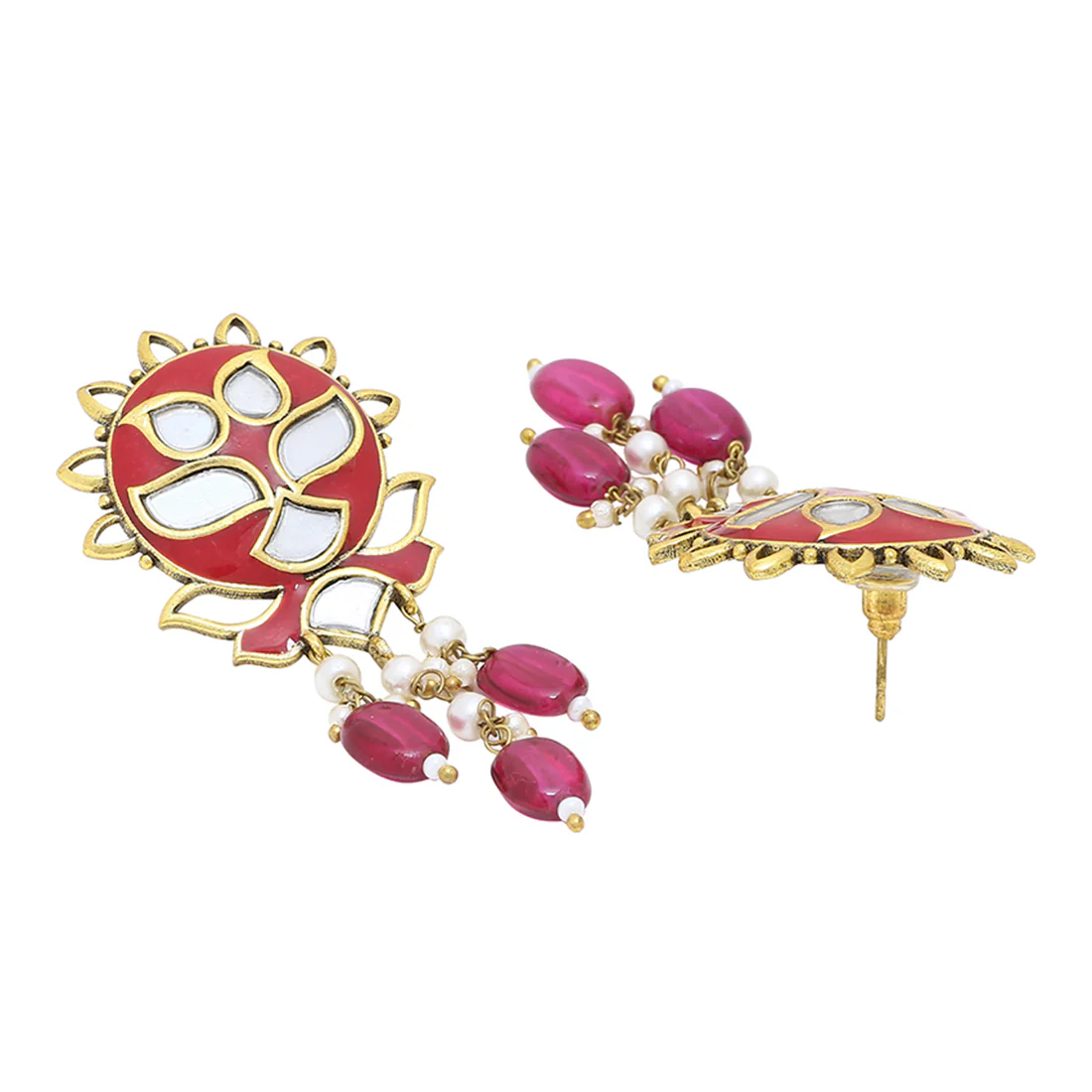 Thikri Faux Pearls Adorned Drop Earrings - Image 4