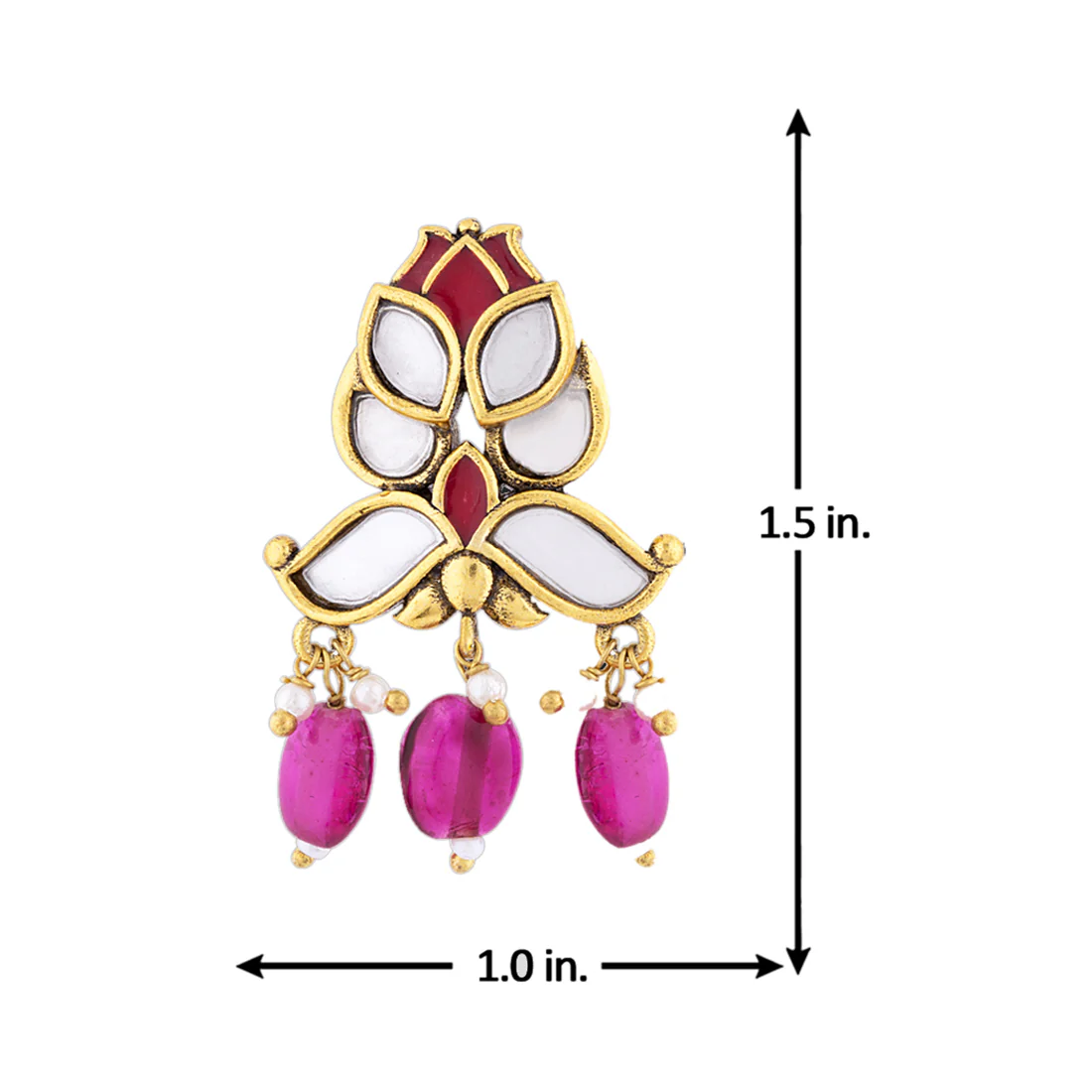 Thikri Floral Motif Enameled Earrings - Image 5