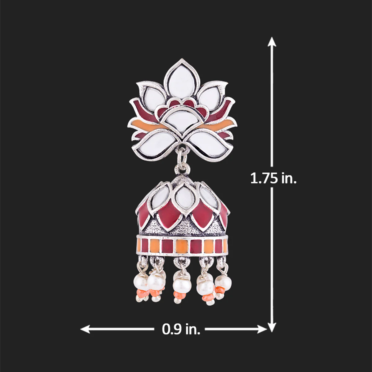 Thikri Floral Motif Jhumka Drop Earrings - Image 5