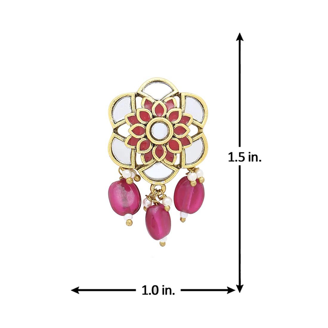 Thikri Floral Motif Stud Earrings - Image 5