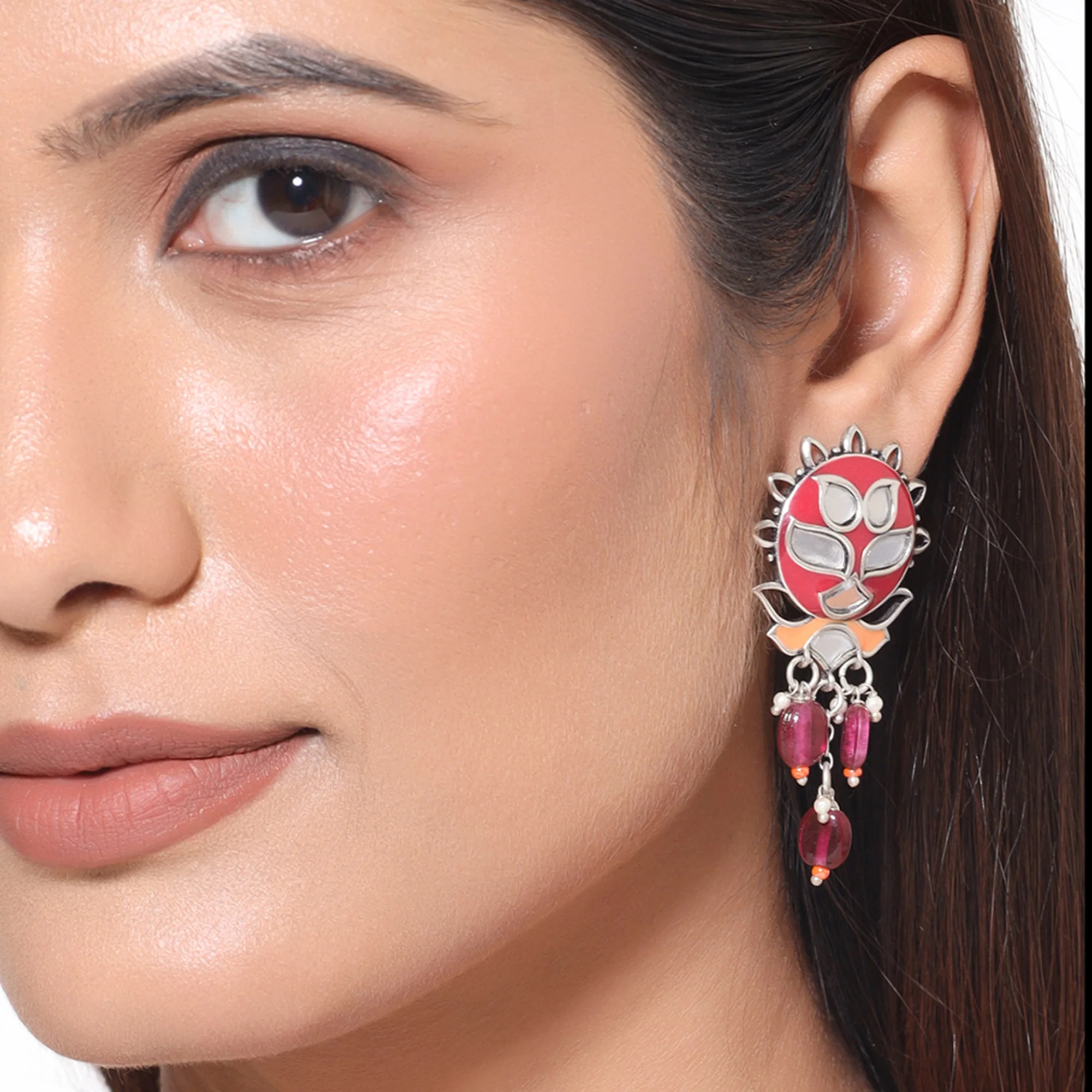 Thikri Floral Motifs Drop Earrings - Image 2