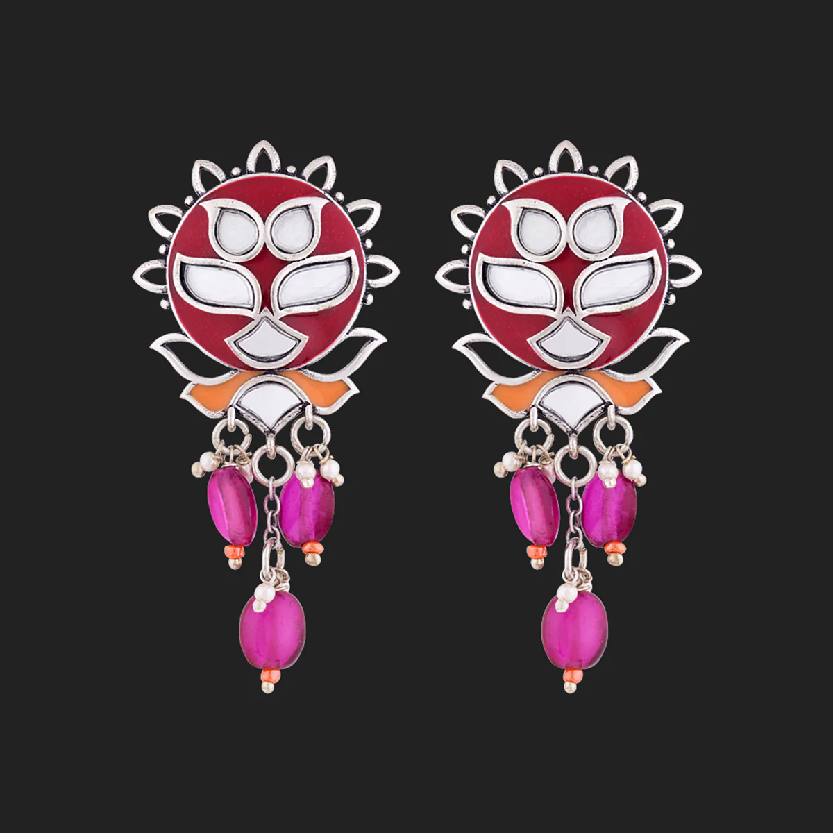 Thikri Floral Motifs Drop Earrings - Image 3