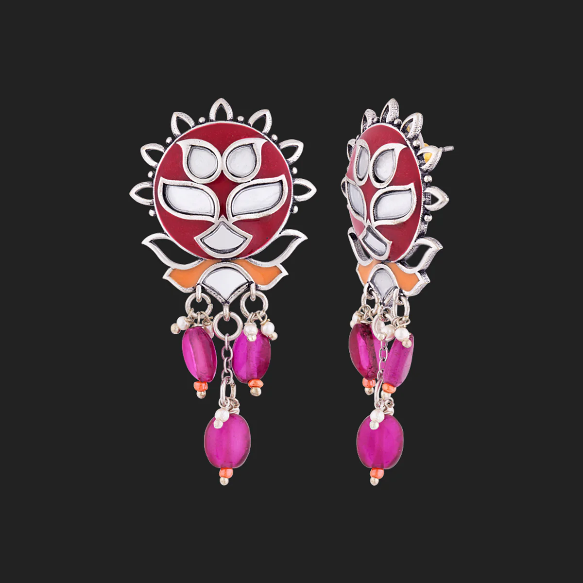 Thikri Floral Motifs Drop Earrings - Image 4