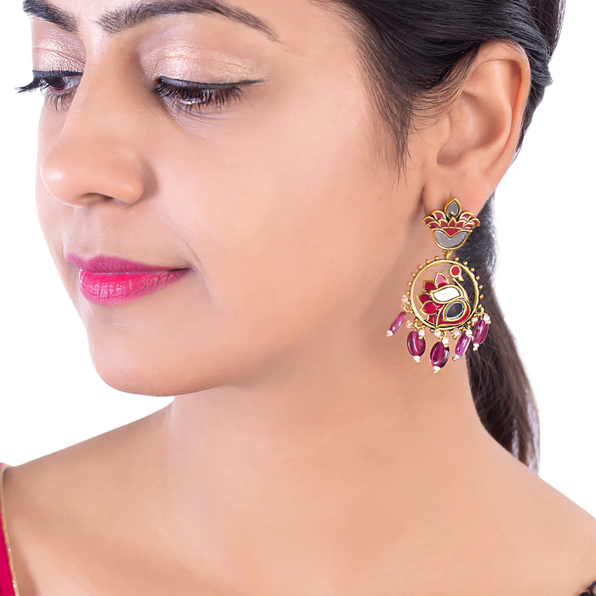 Thikri Floral Motifs Drop Earrings - Image 2