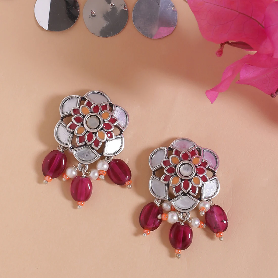 Thikri Floral Stud Style Earrings