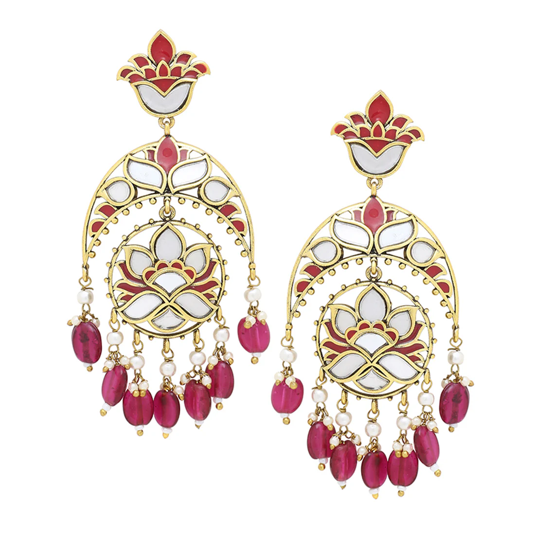 Thikri Gold Plated crescent Drop Earrings - Image 3