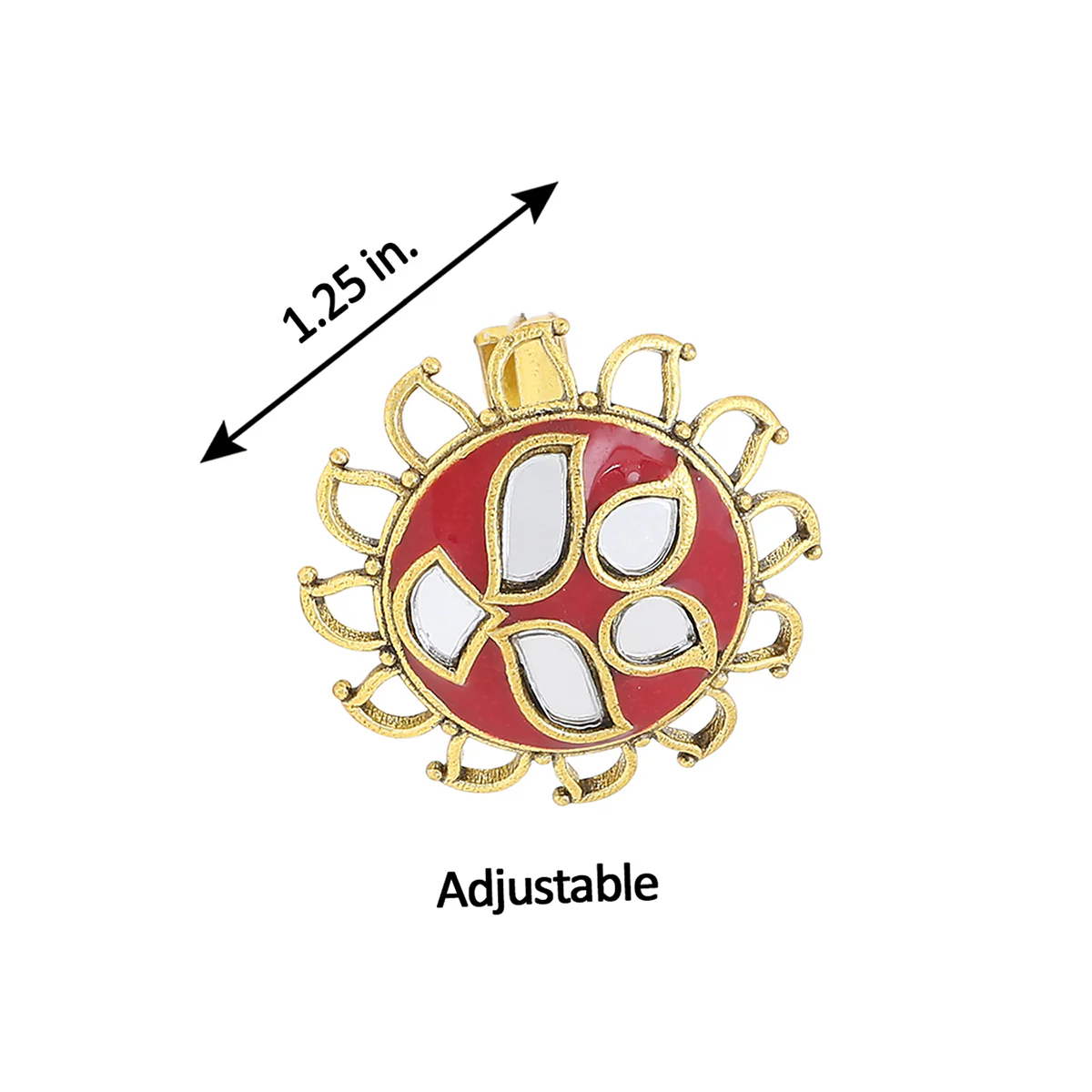 Thikri Gold Tone Floral Statement Ring - Image 6