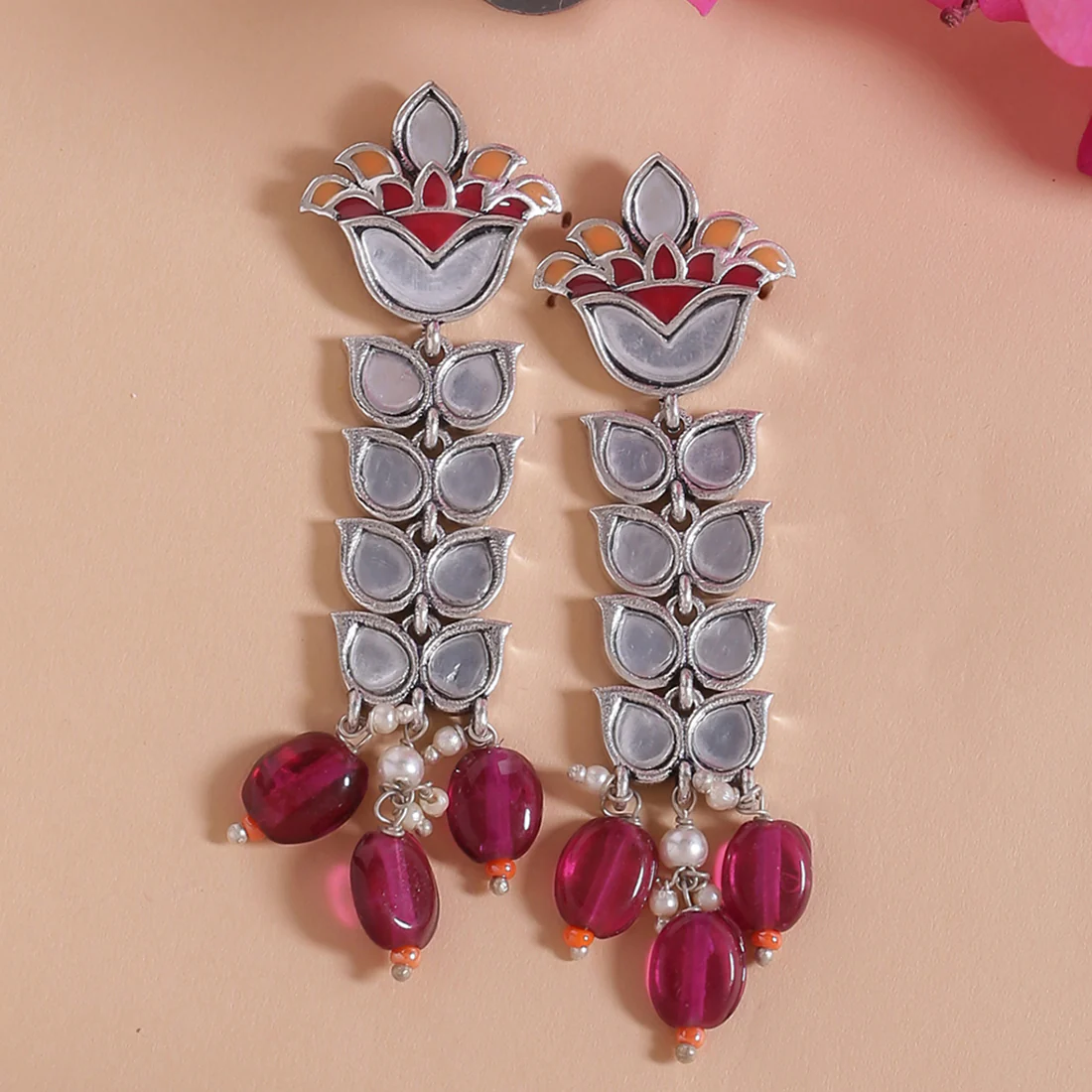 Thikri Long Petals Motifs Earrings