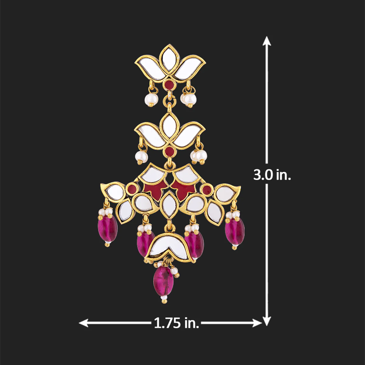 Thikri Lotus Motif Drop Earrings - Image 5