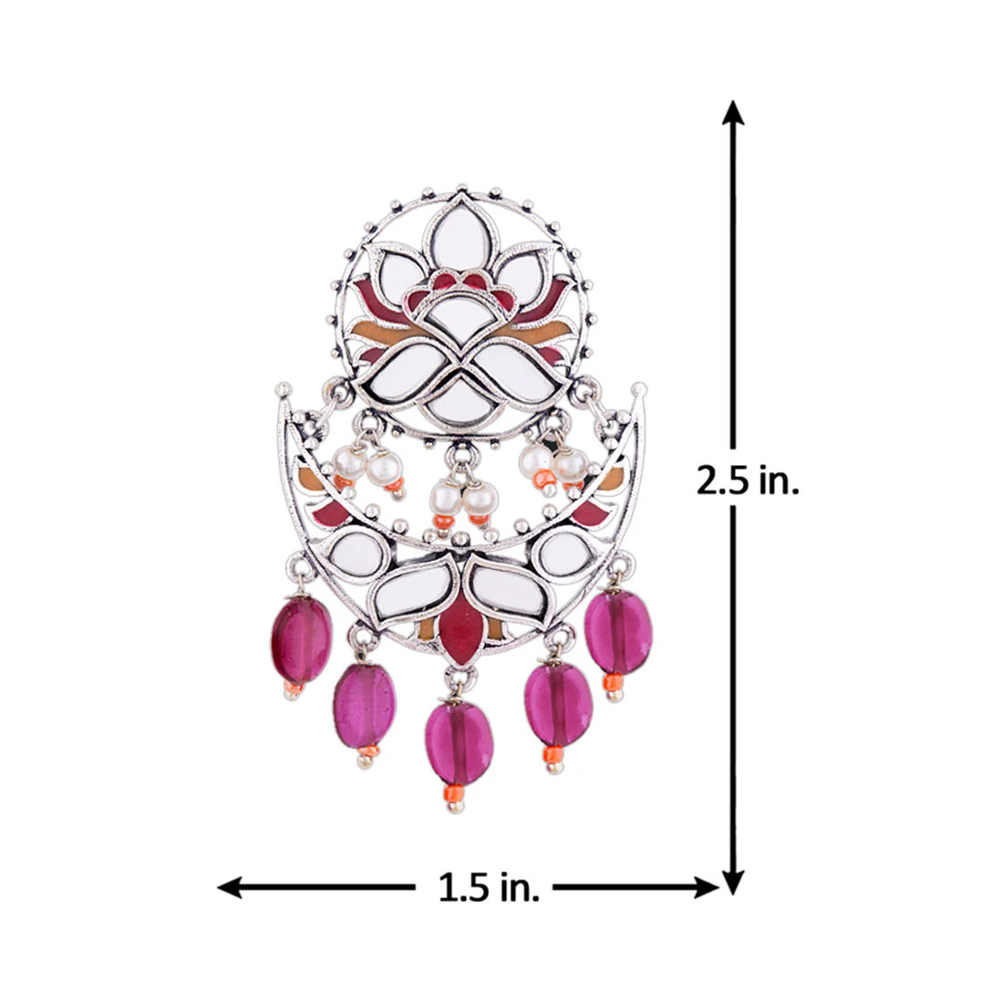 Thikri Mirror Work Crescent Earrings - Image 5