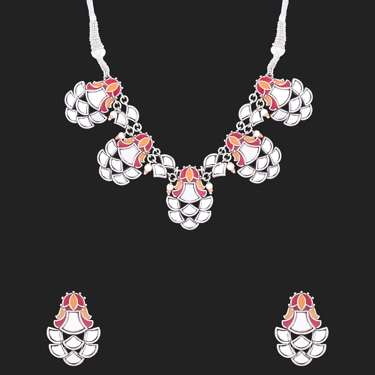 Thikri Mirrored Choker Necklace Set - Image 3
