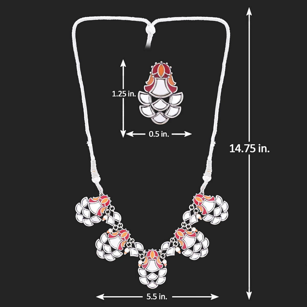 Thikri Mirrored Choker Necklace Set - Image 6