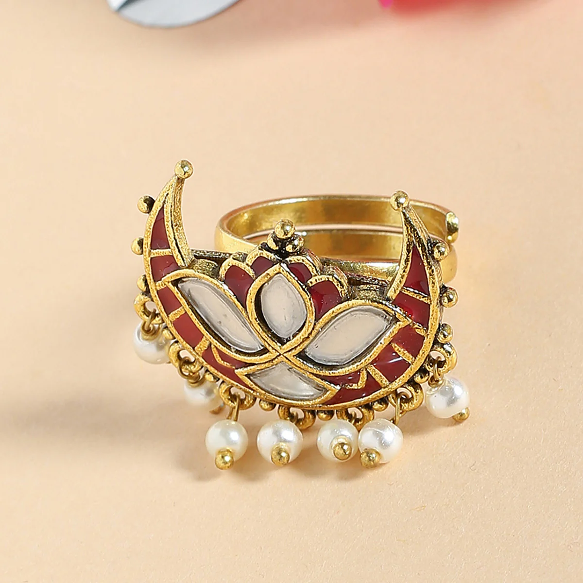 Thikri Mirrored Crescent Statement Ring