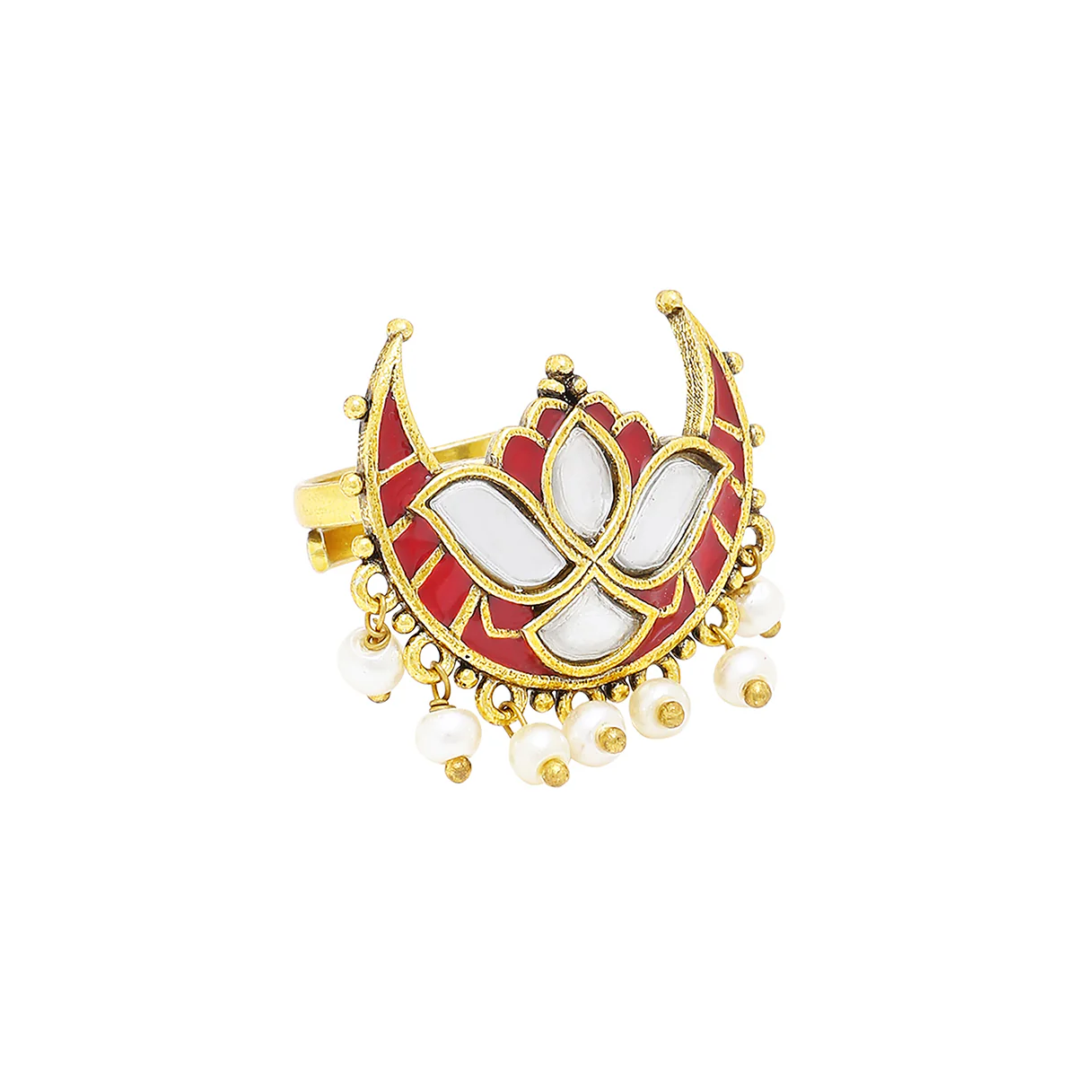Thikri Mirrored Crescent Statement Ring - Image 3