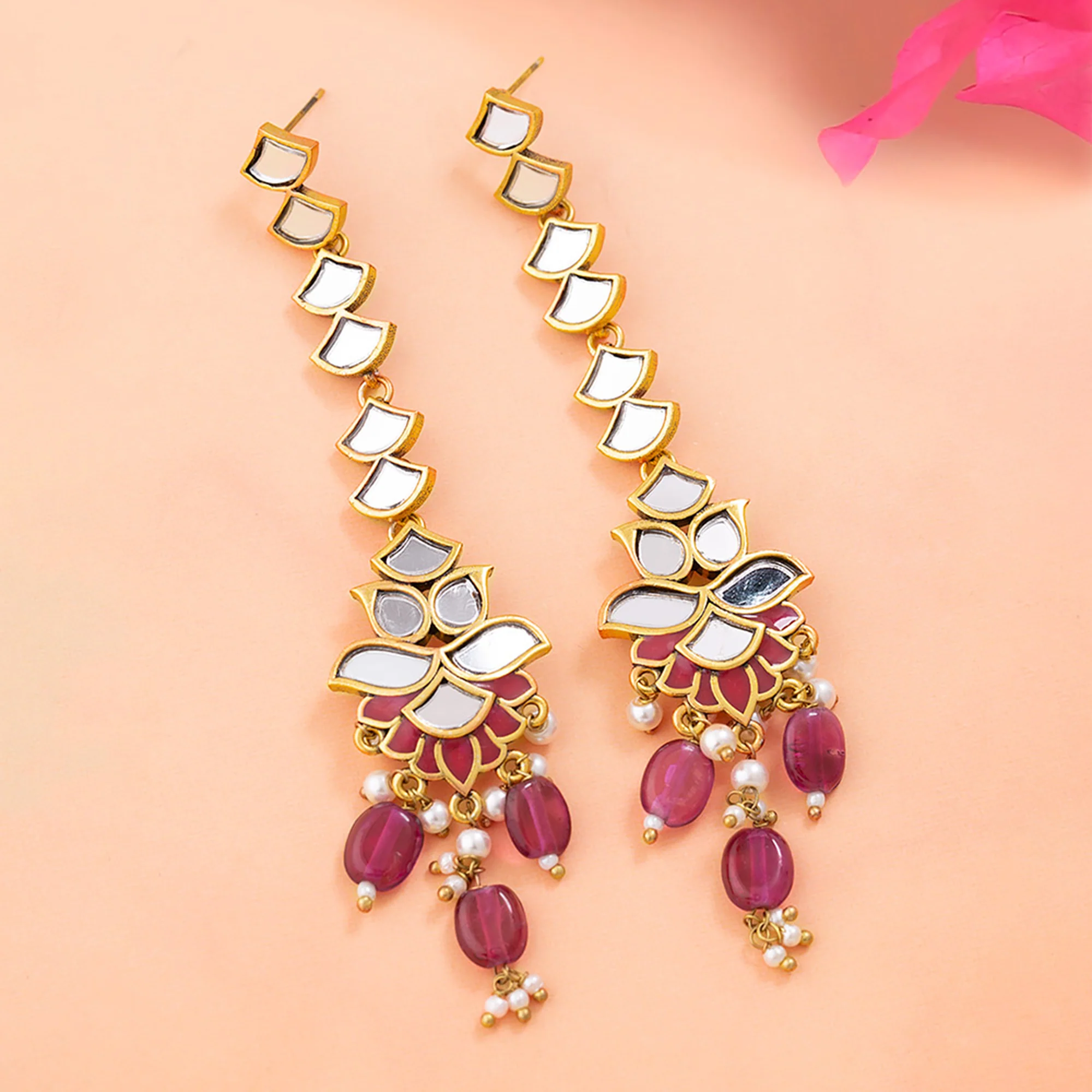 Thikri Petals Motifs Drop Earrings