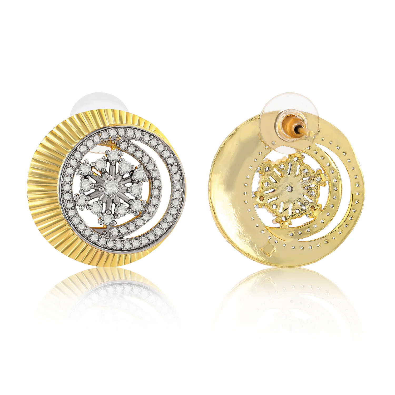 Threads of Royalty Rajjyoti Floral CZ Stud Earrings - Image 4