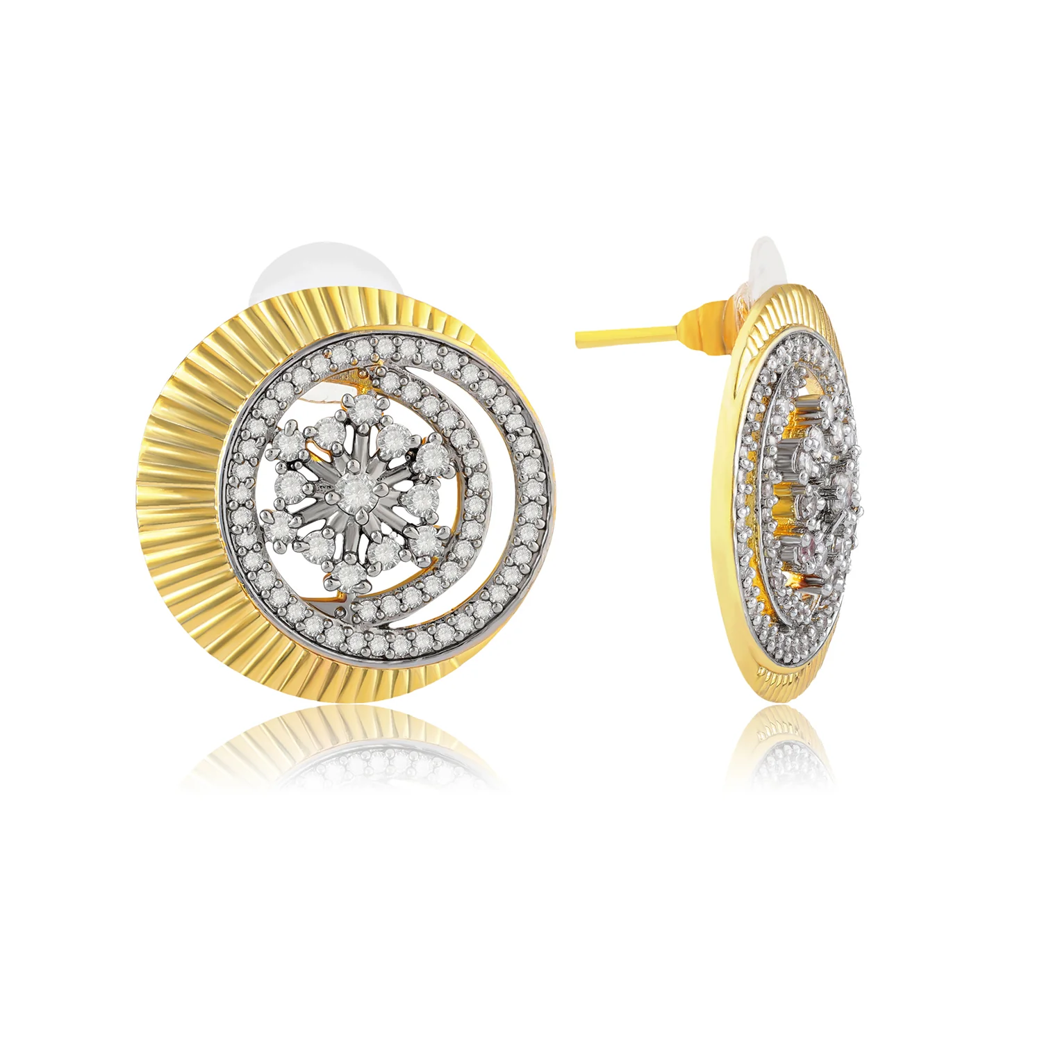Threads of Royalty Rajjyoti Floral CZ Stud Earrings - Image 6