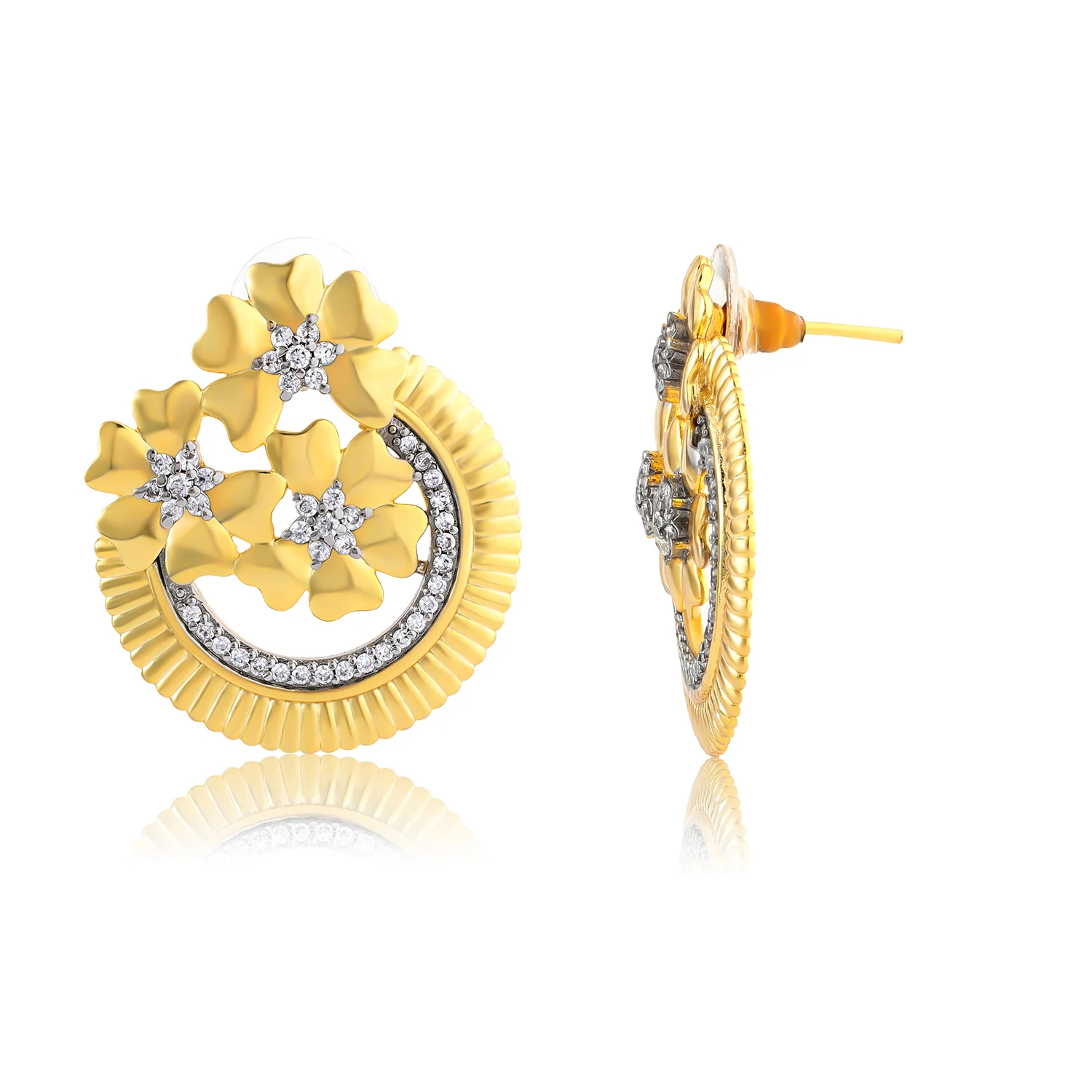 Threads of Royalty Rajvalli Floral CZ Stud Earrings - Image 3