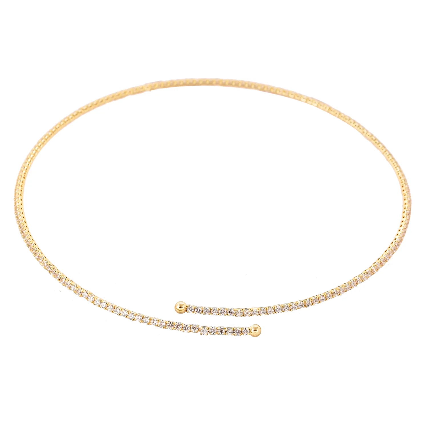 Timeless Sparkle Crystal Curve Hasli Necklace - Image 3