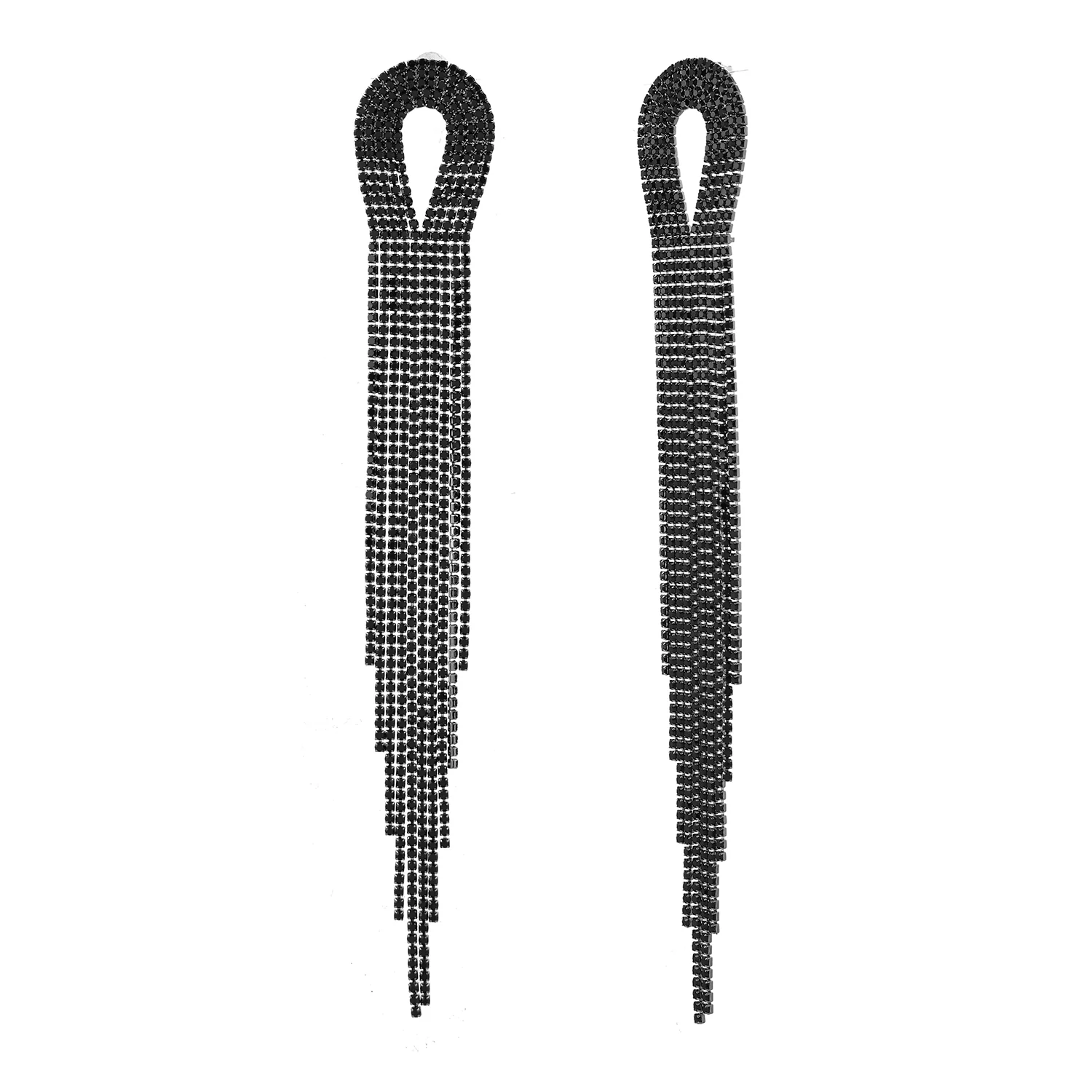 Timeless Sparkle Crystal Flow Infinity Black Rhinestone Danglers Earrings - Image 3