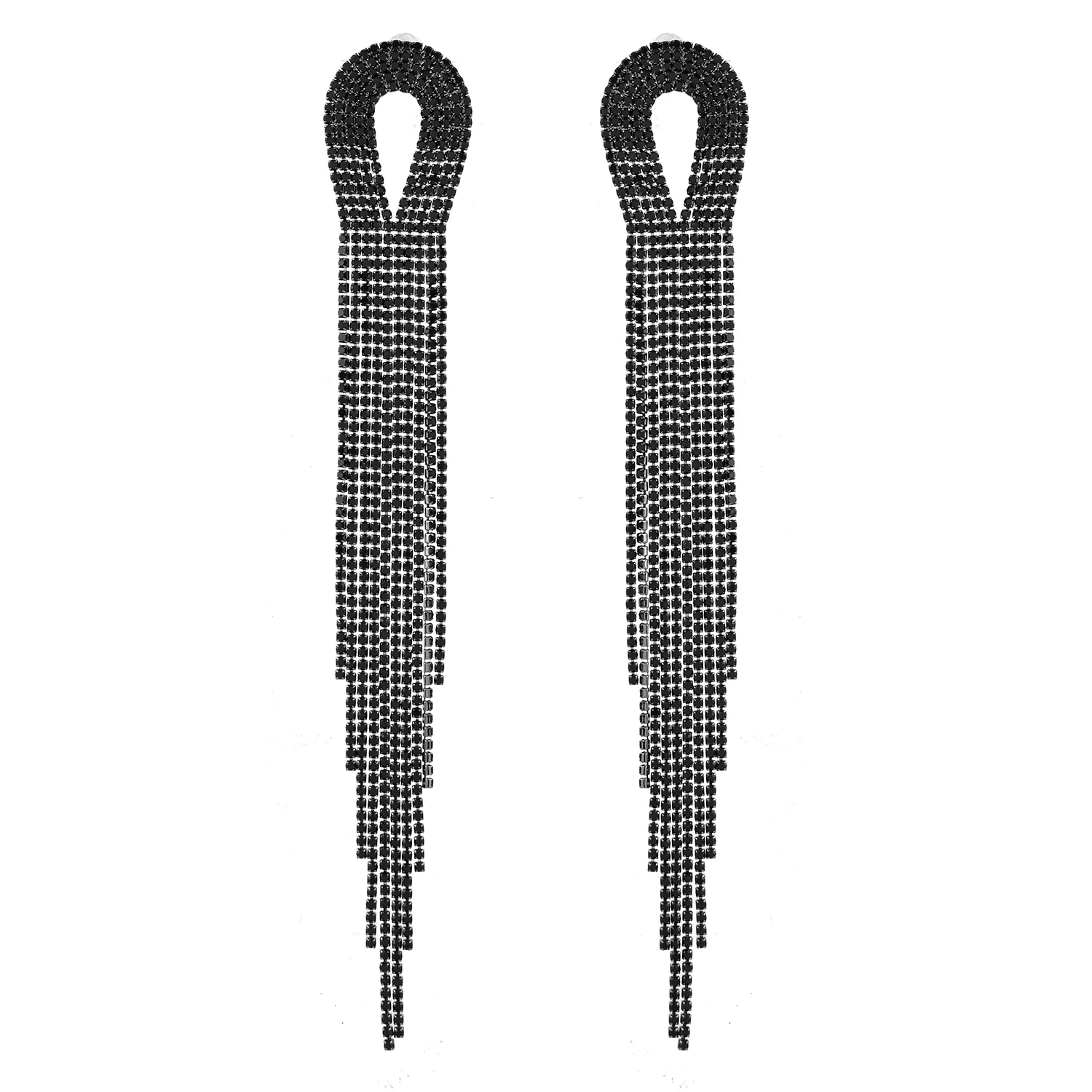 Timeless Sparkle Crystal Flow Infinity Black Rhinestone Danglers Earrings - Image 4