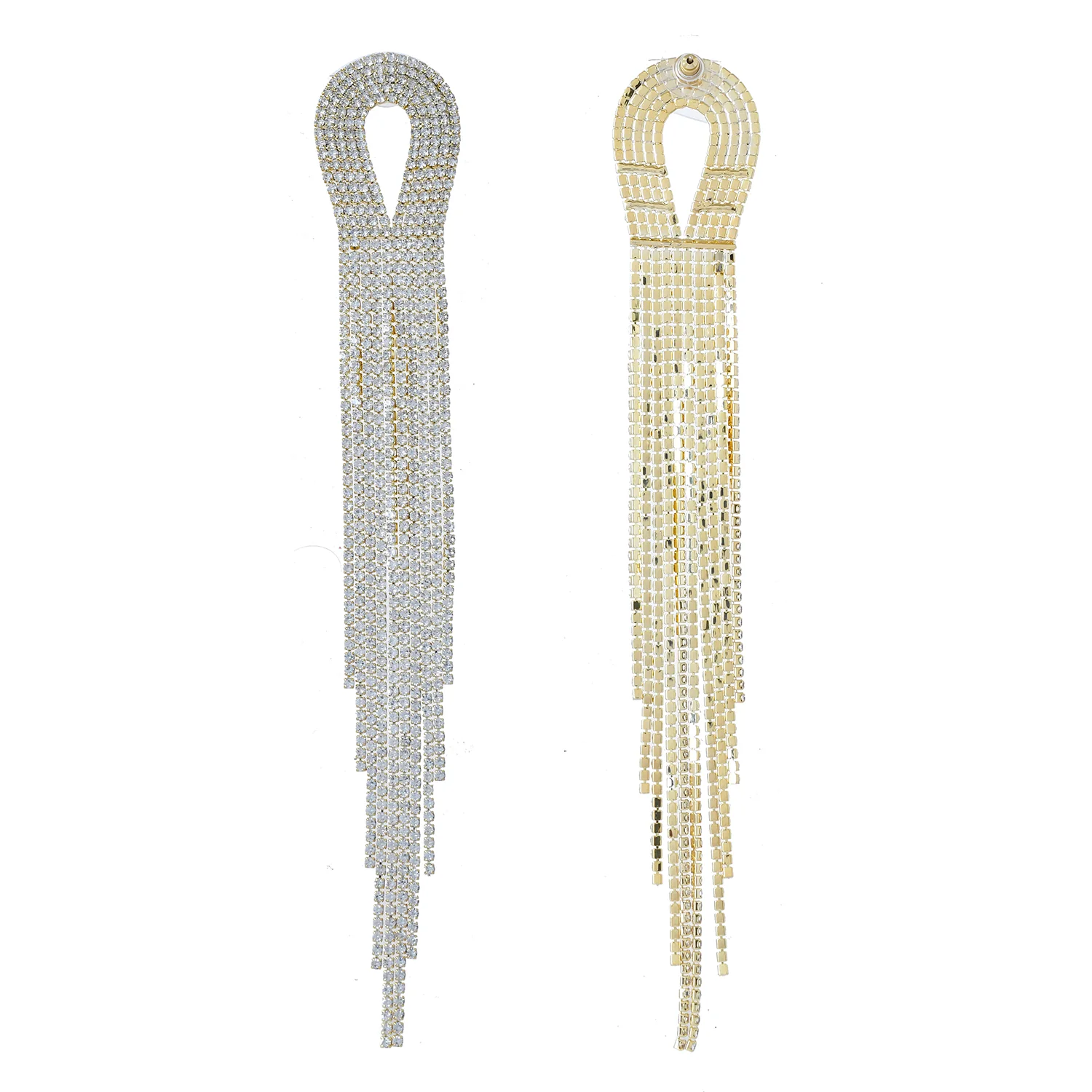 Timeless Sparkle Crystal Flow Infinity Gold Rhinestone Danglers Earrings - Image 5
