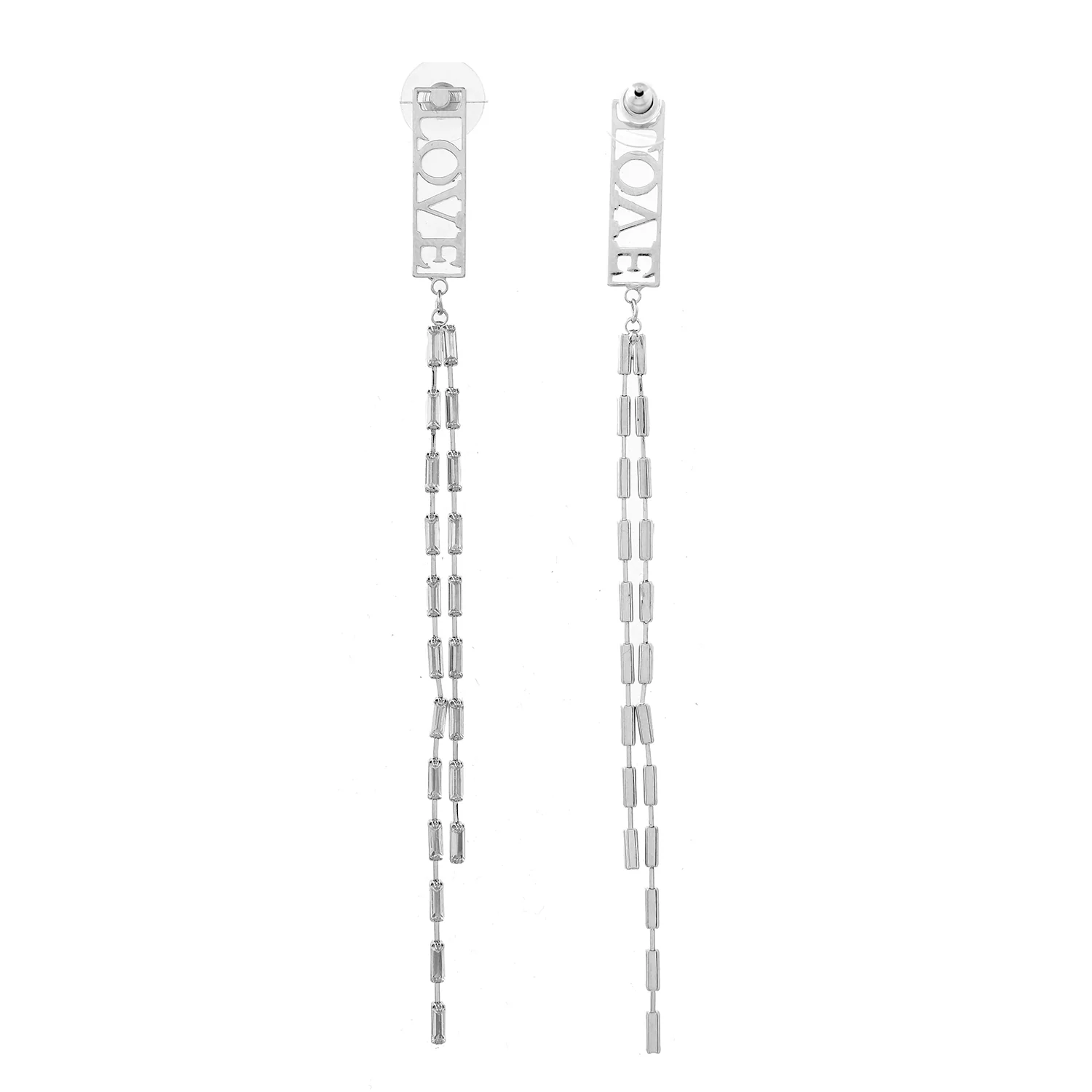 Timeless Sparkle Endless Love Long Rhinestone Dangler Earrings - Image 5