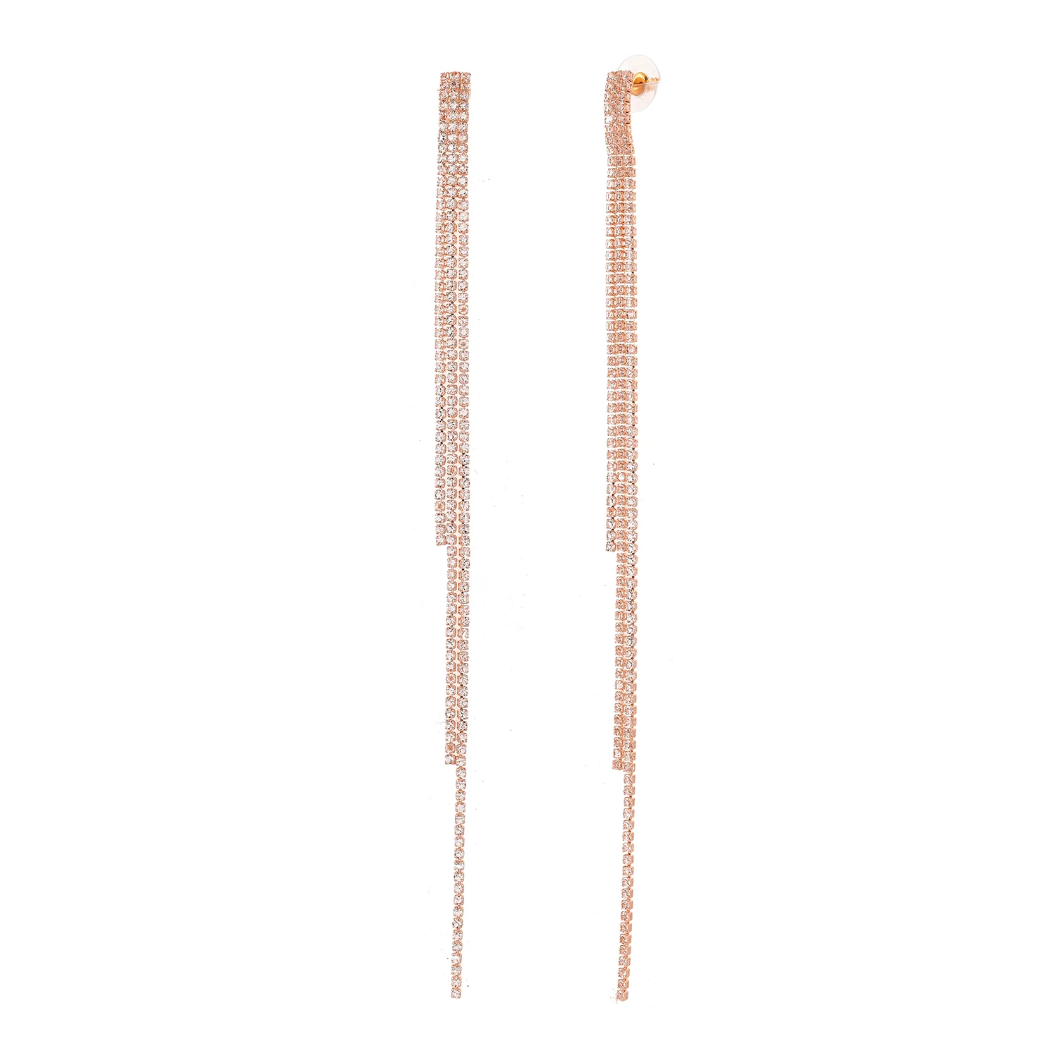 Timeless Sparkle The Shimmering Shower Long Rhinestone Dangler Earrings - Image 3