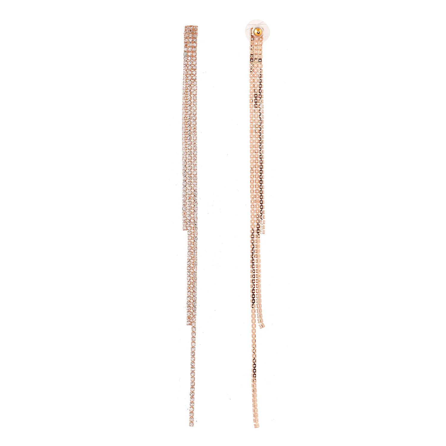 Timeless Sparkle The Shimmering Shower Long Rhinestone Dangler Earrings - Image 5