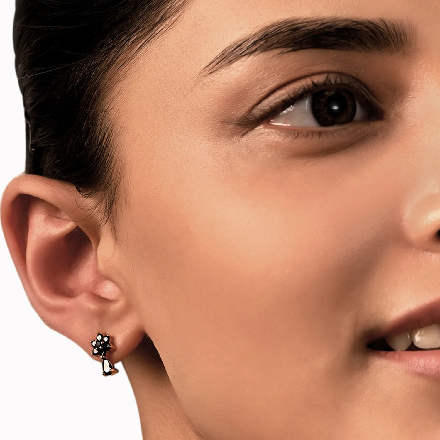 Tiny Black CZ Stud Earrings - Image 2